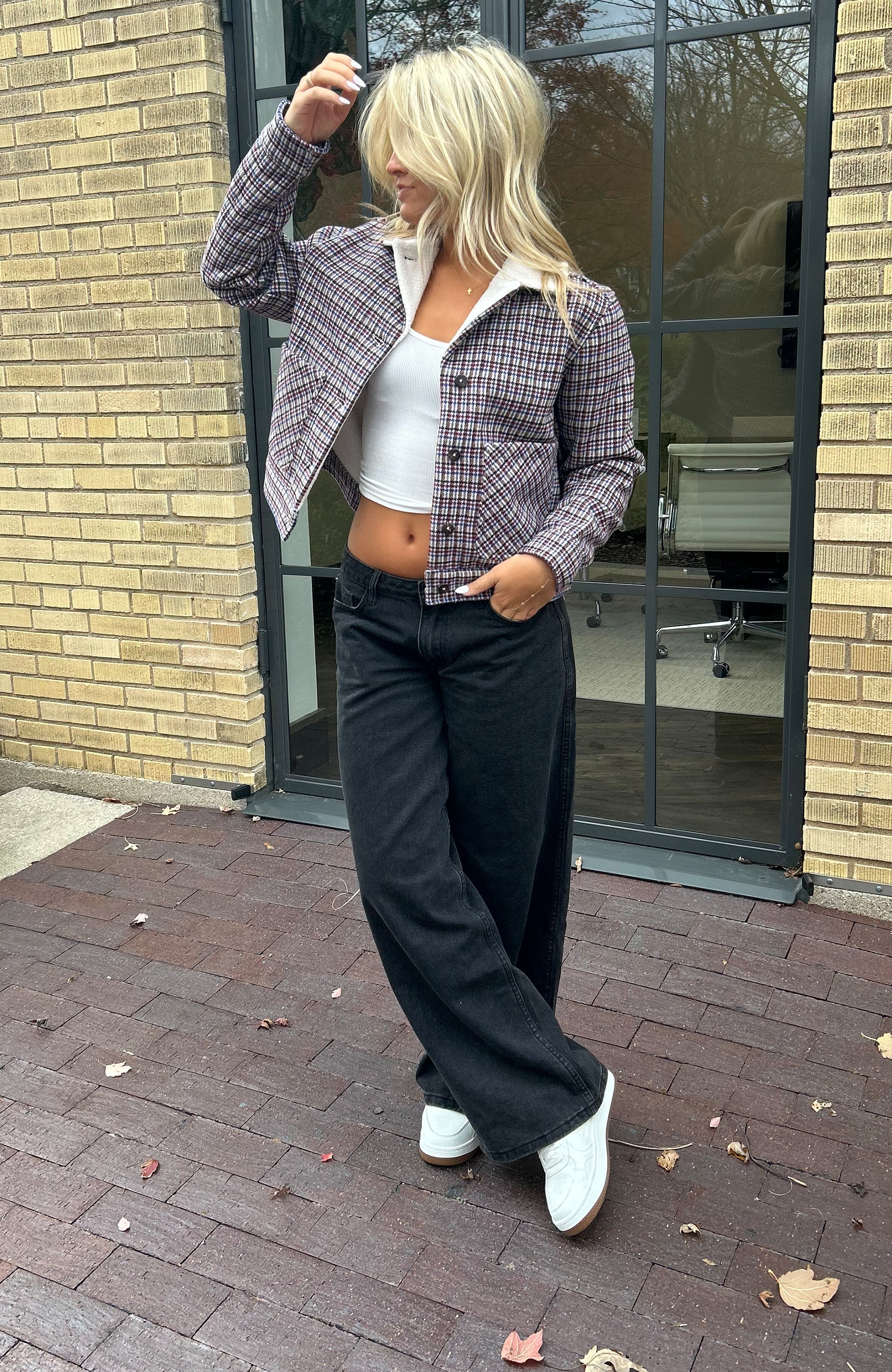 Americana Plaid Bonded Trucker Jacket