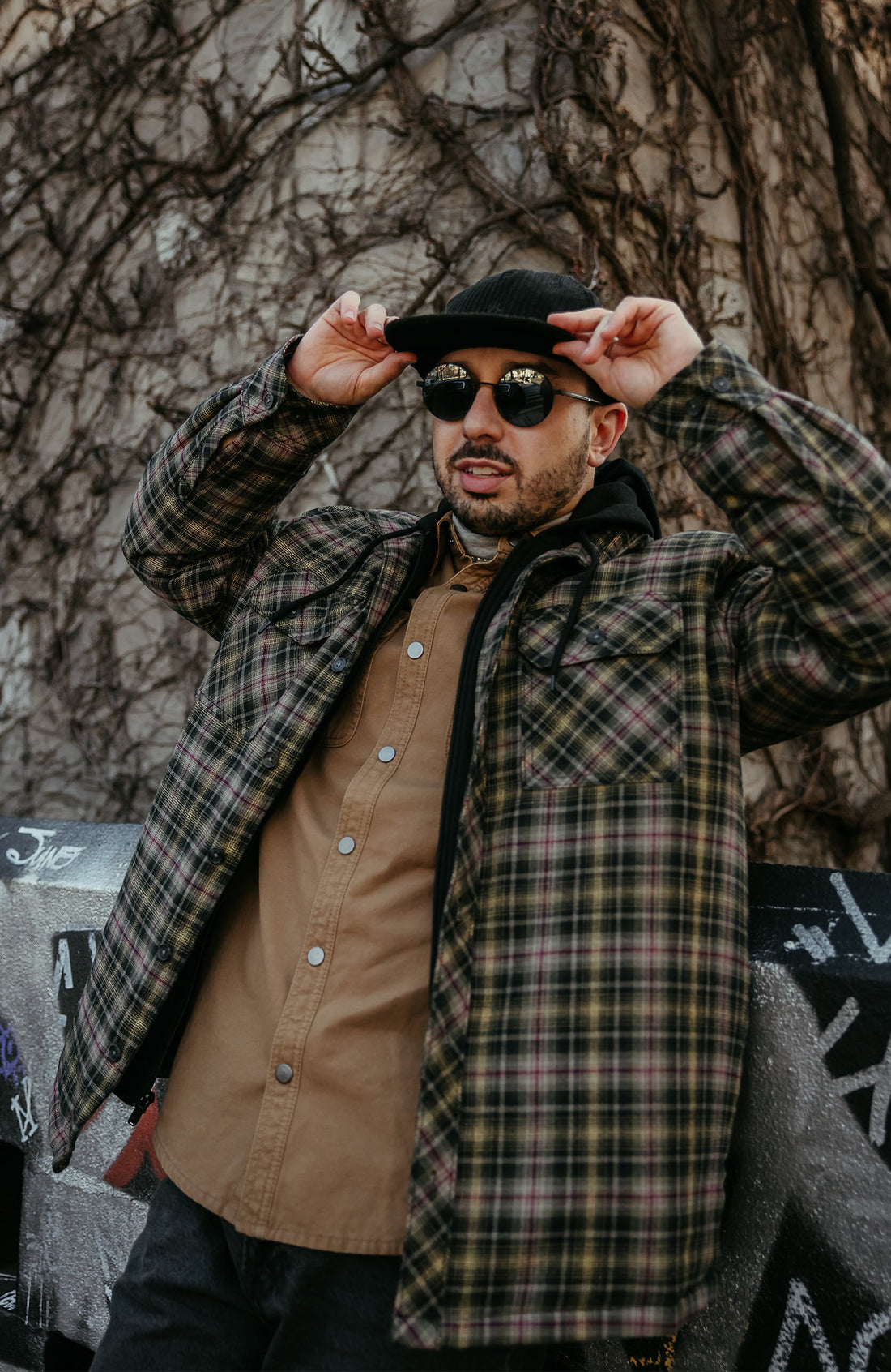 Black Pine Hooded Flannel Shirt Jacket