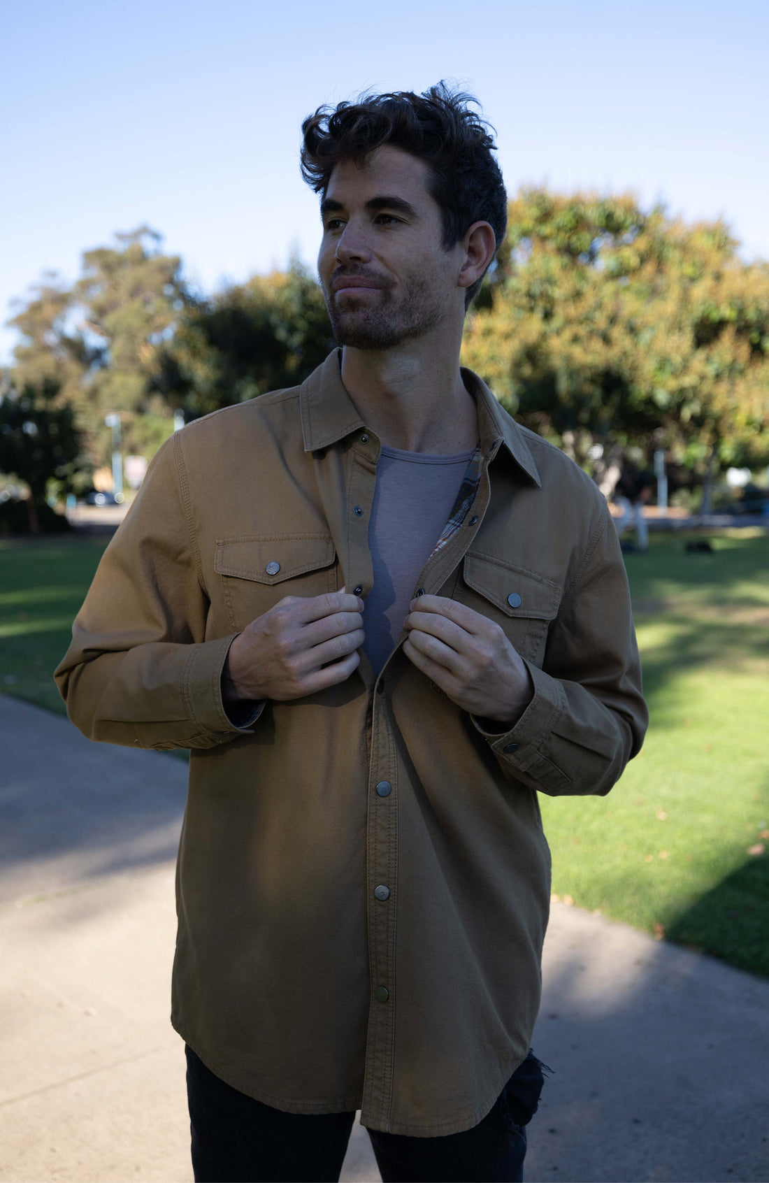 Camel Canvas Shirt Jacket