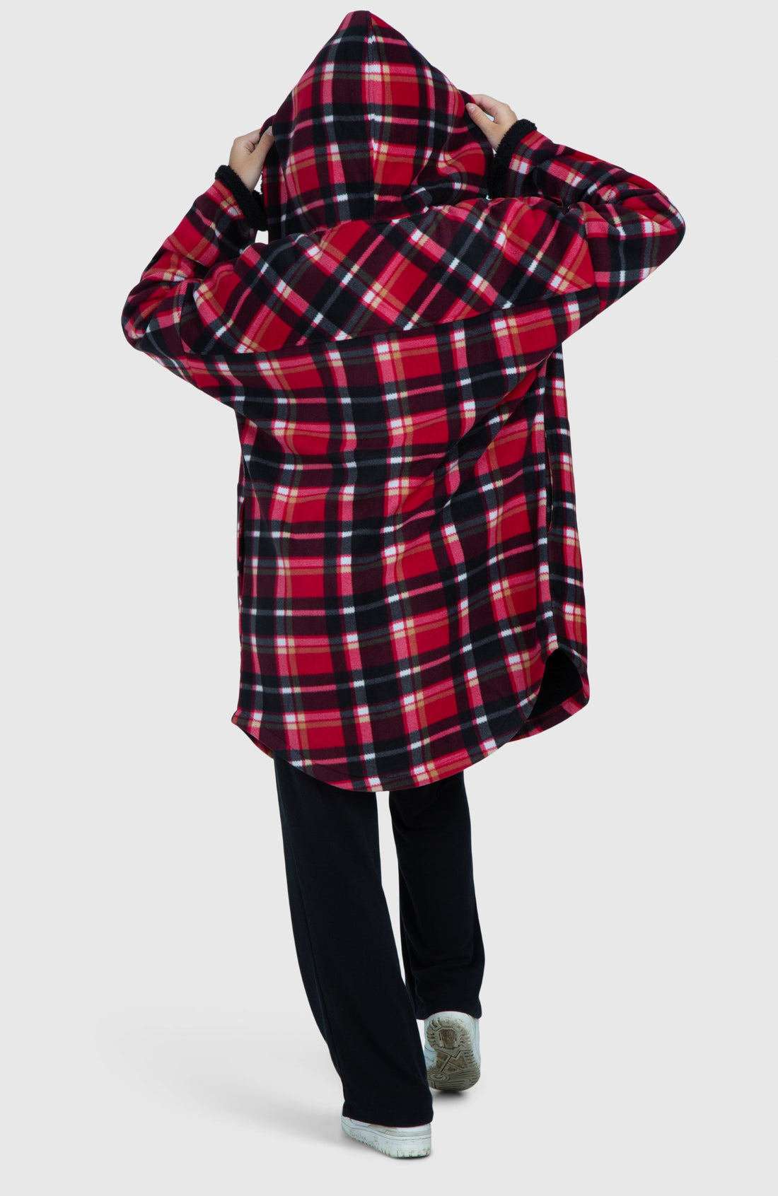 Black Cherry Long Oversized Plush Hooded Jacket