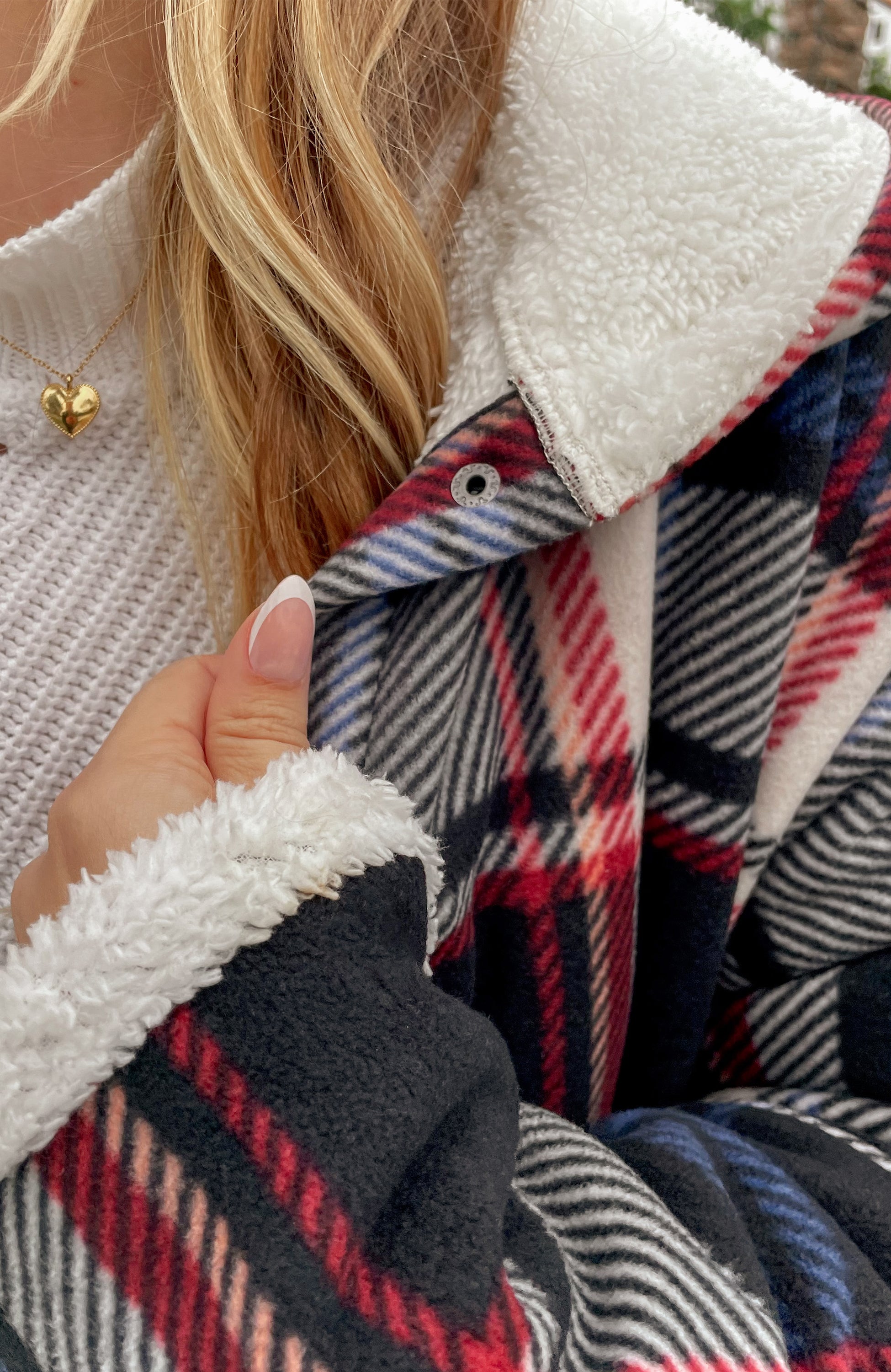 Navy and Red Ebony Oversized Hooded Jacket