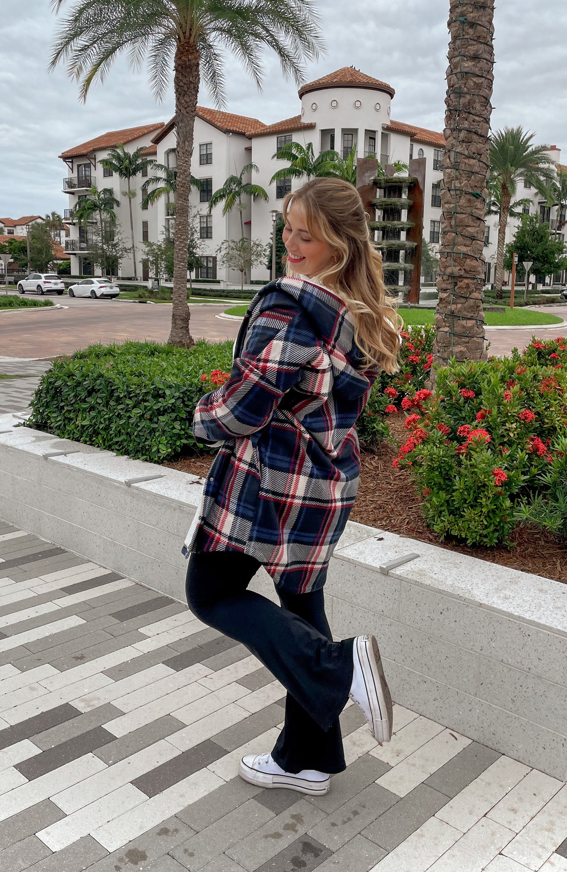 Navy and Red Ebony Oversized Hooded Jacket