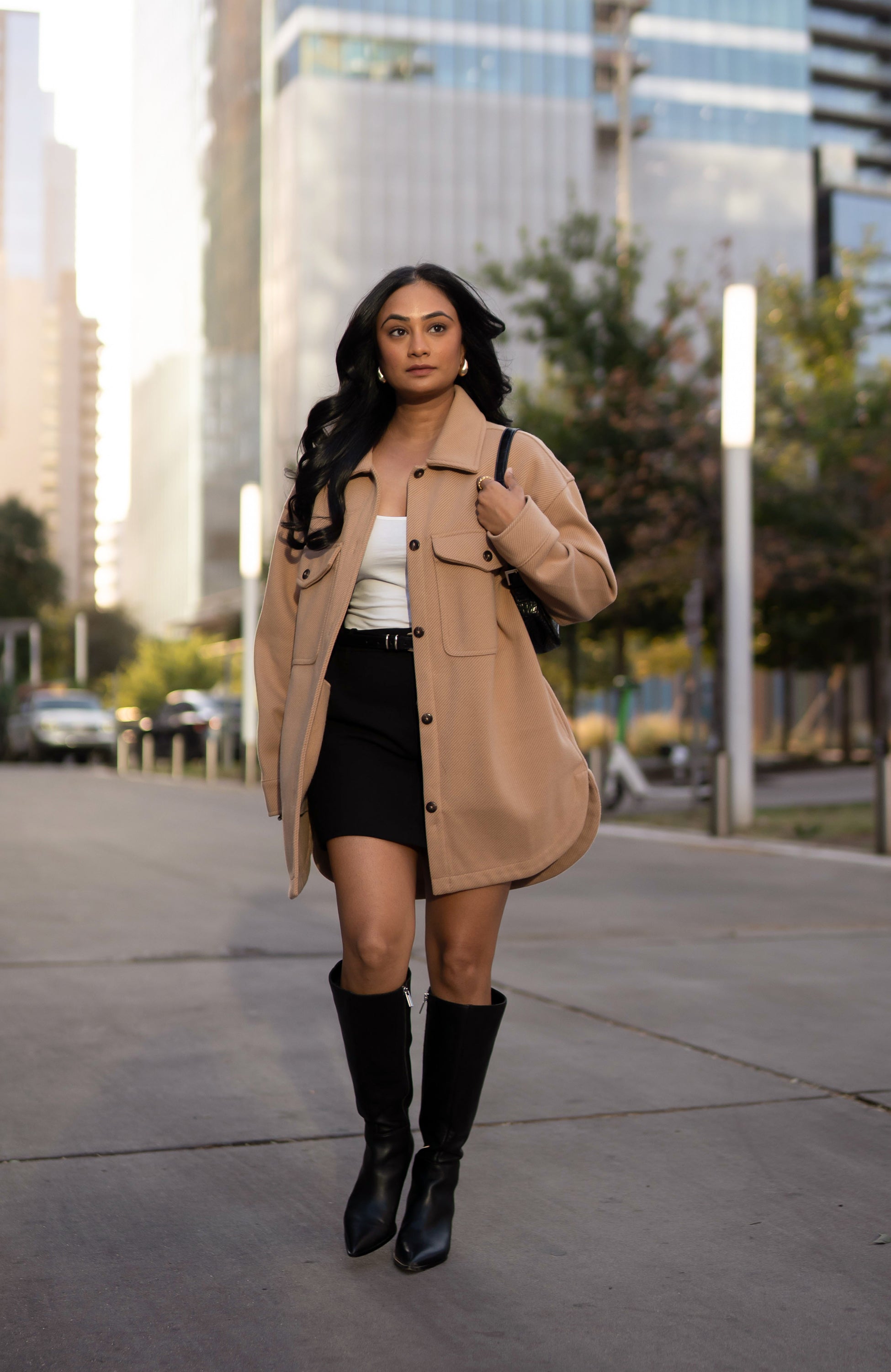 Hazelnut Oversized Twill Knit Shacket