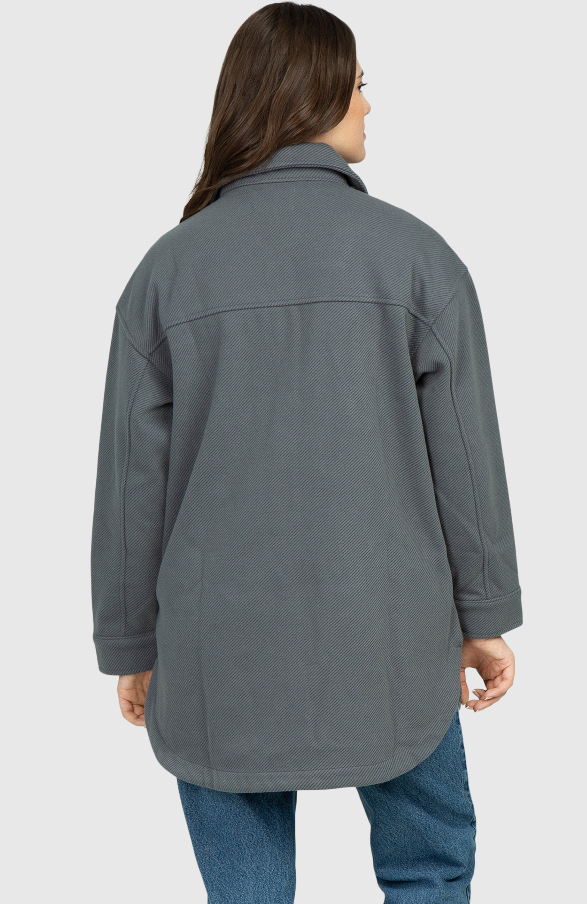 Slate Grey Oversized Twill Knit Shacket
