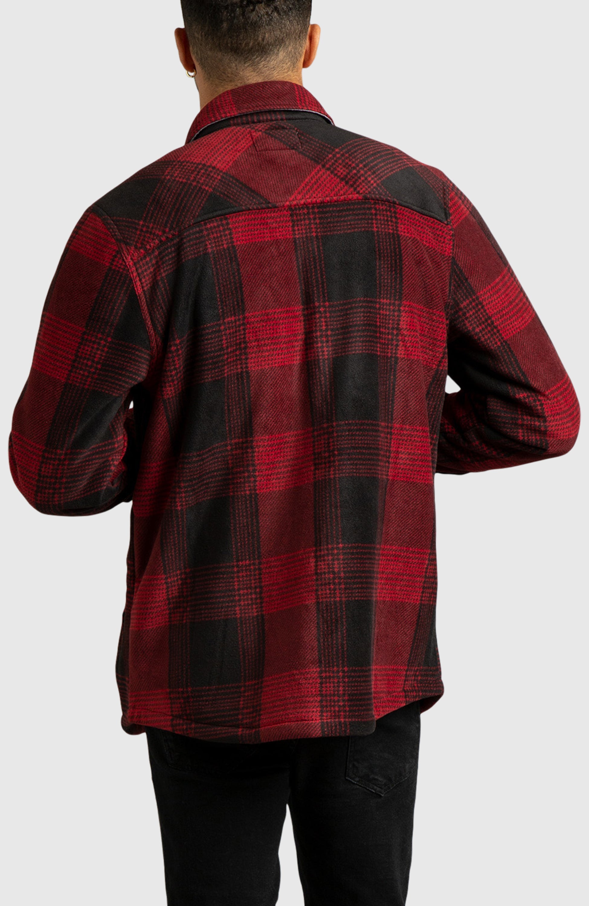 Red & Black Polar Fleece Shirt Jacket