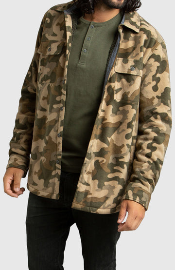Army Green Polar Fleece Shirt Jacket