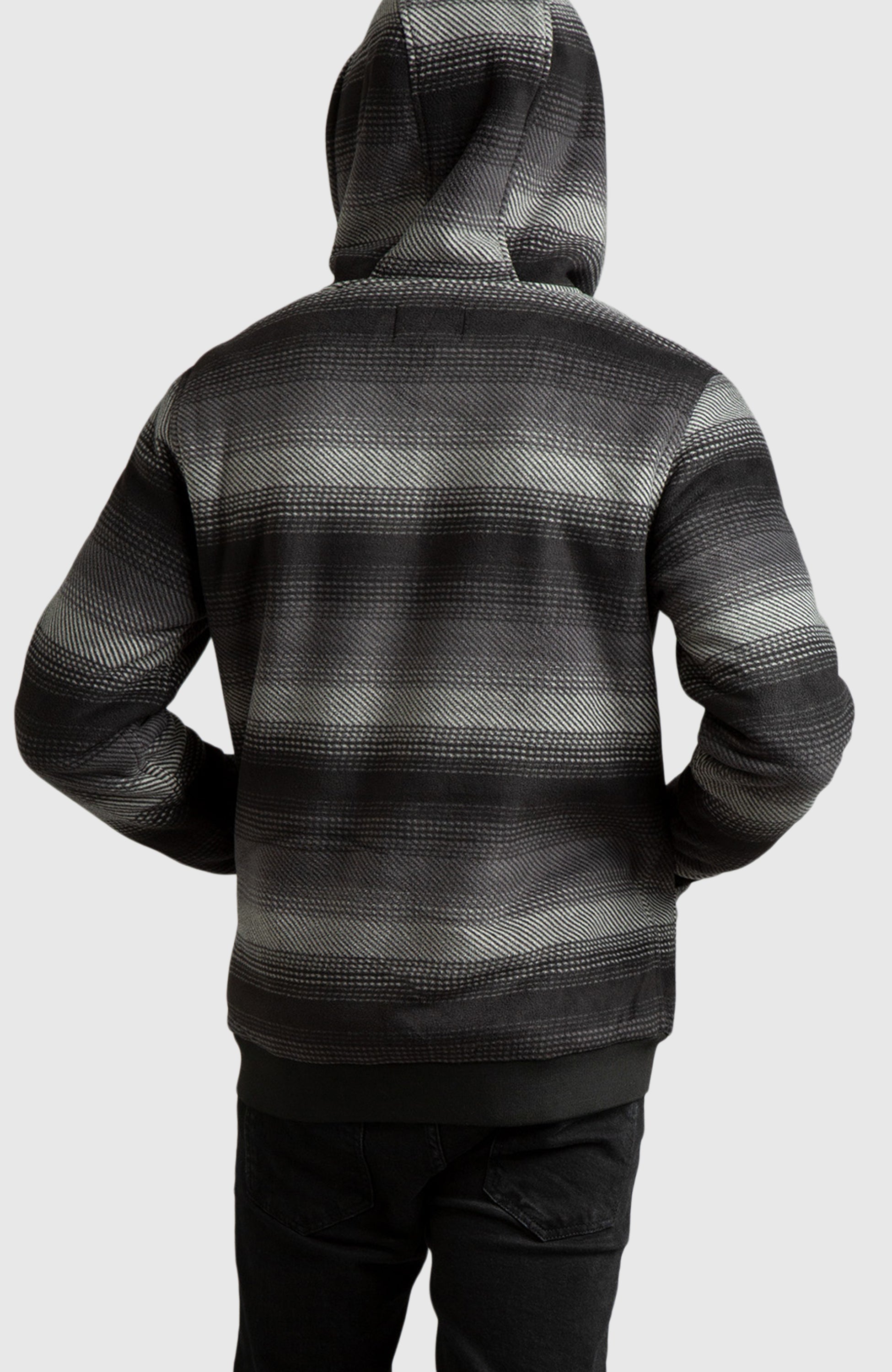 Black Polar Fleece Hooded Bomber Jacket