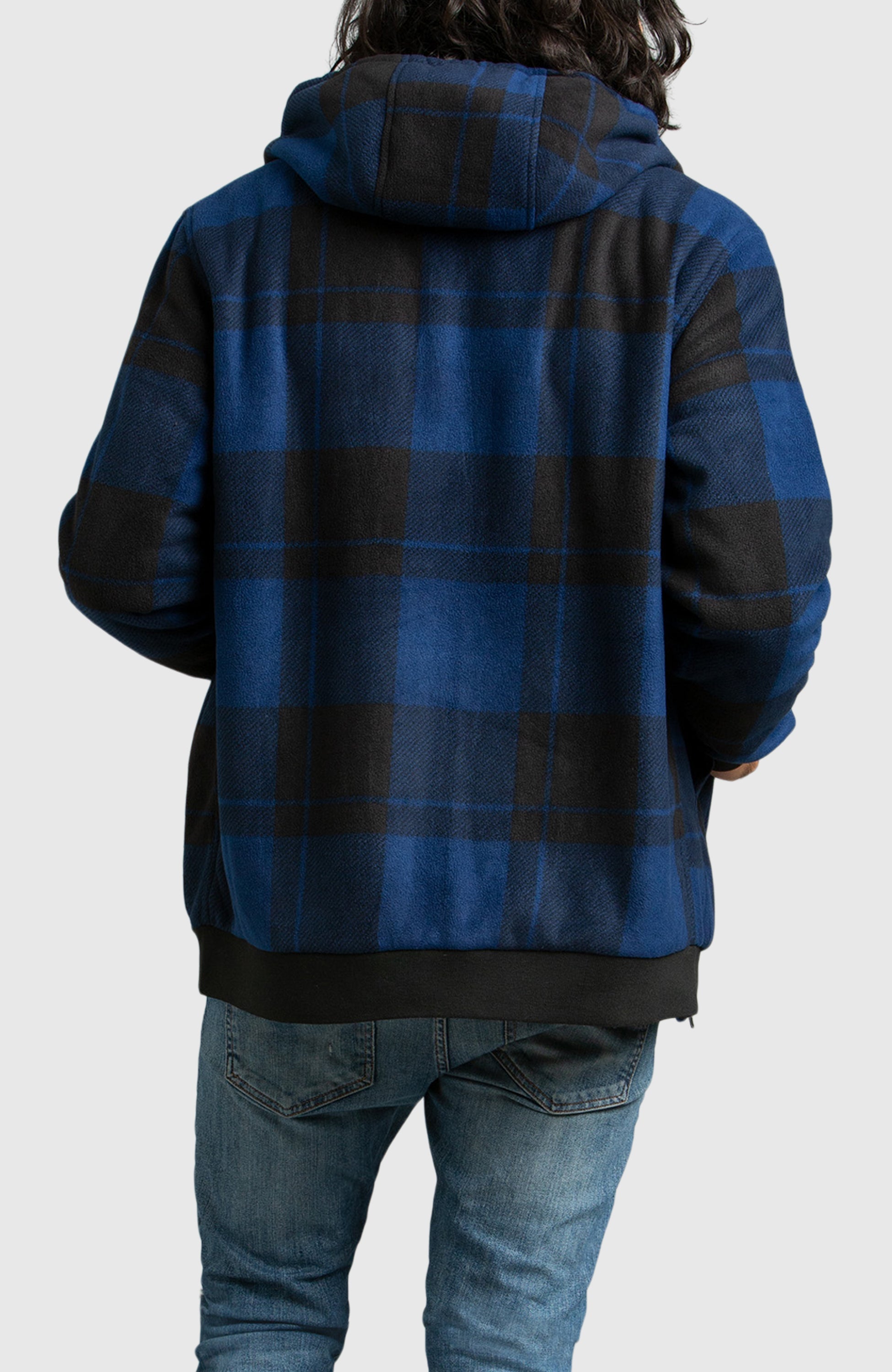 Blue Polar Fleece Hooded Bomber Jacket