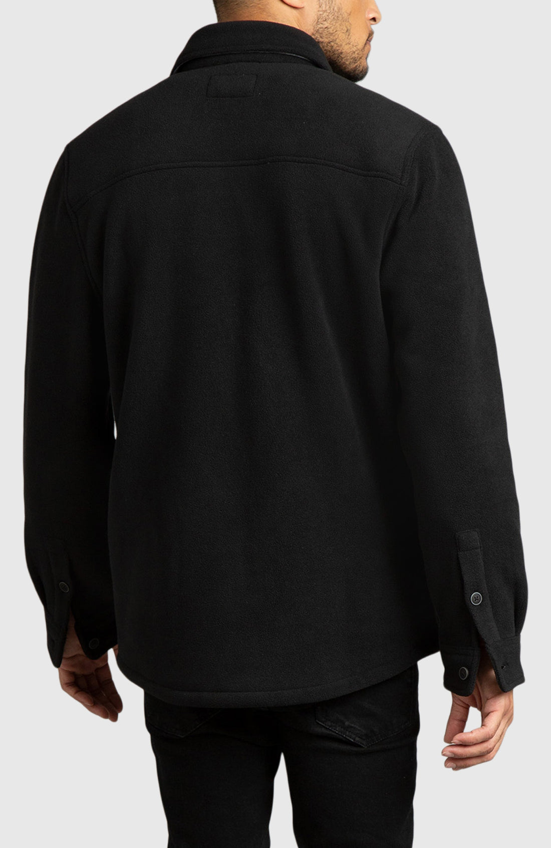 Black Polar Fleece Shirt Jacket