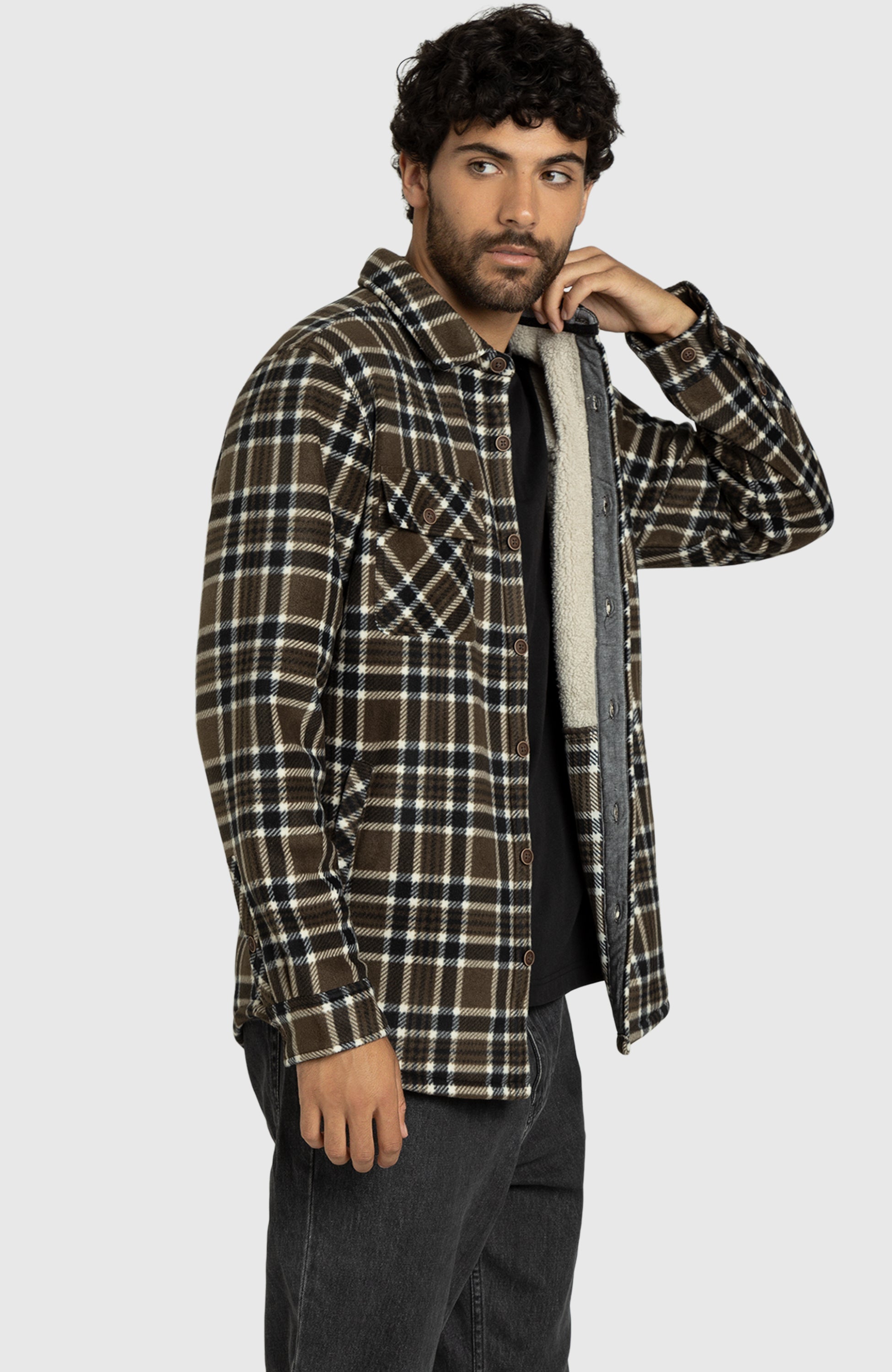 Espresso Bean Polar Fleece Shirt Jacket