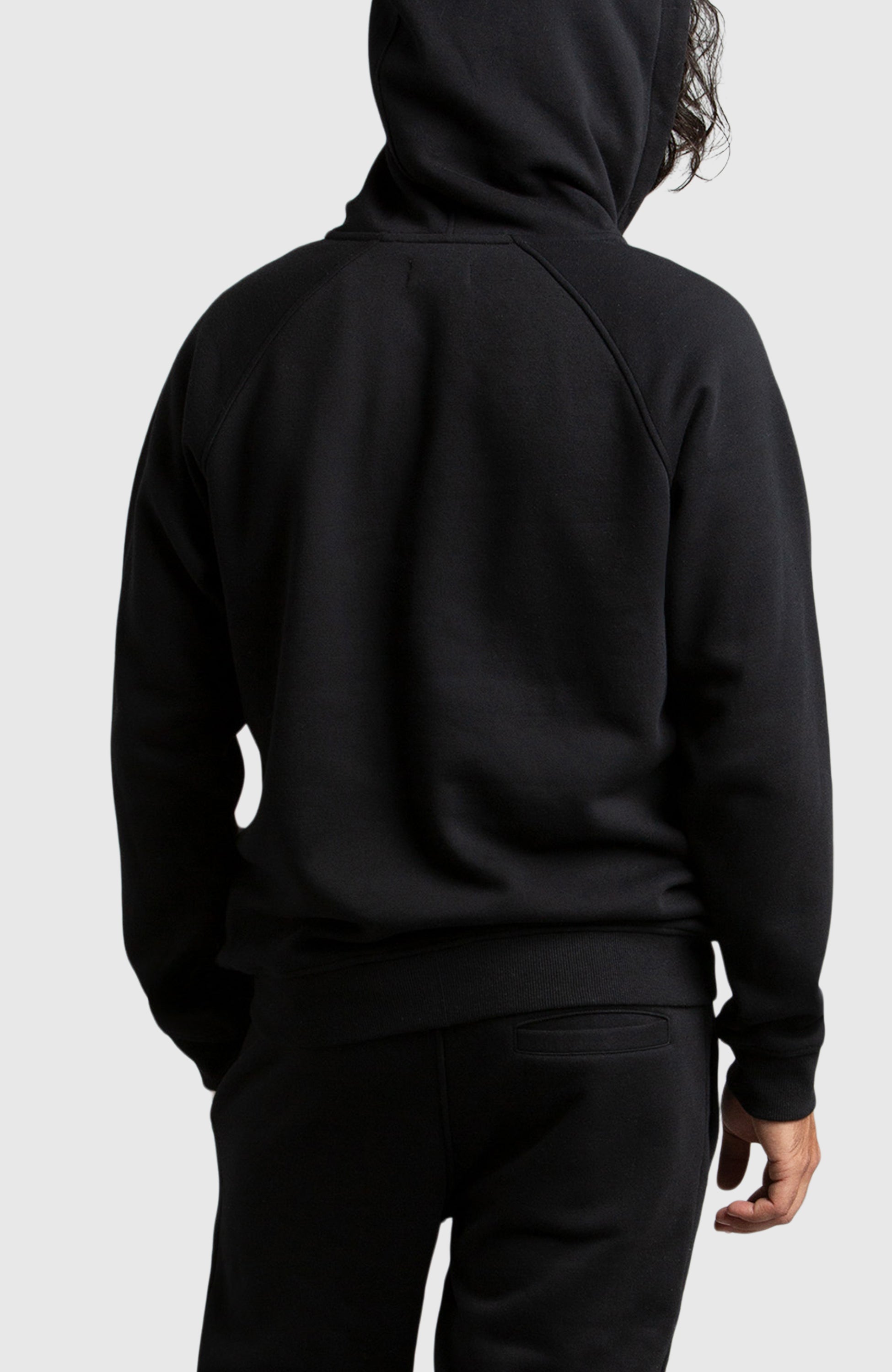 Black Front Zip Fleece Hoodie