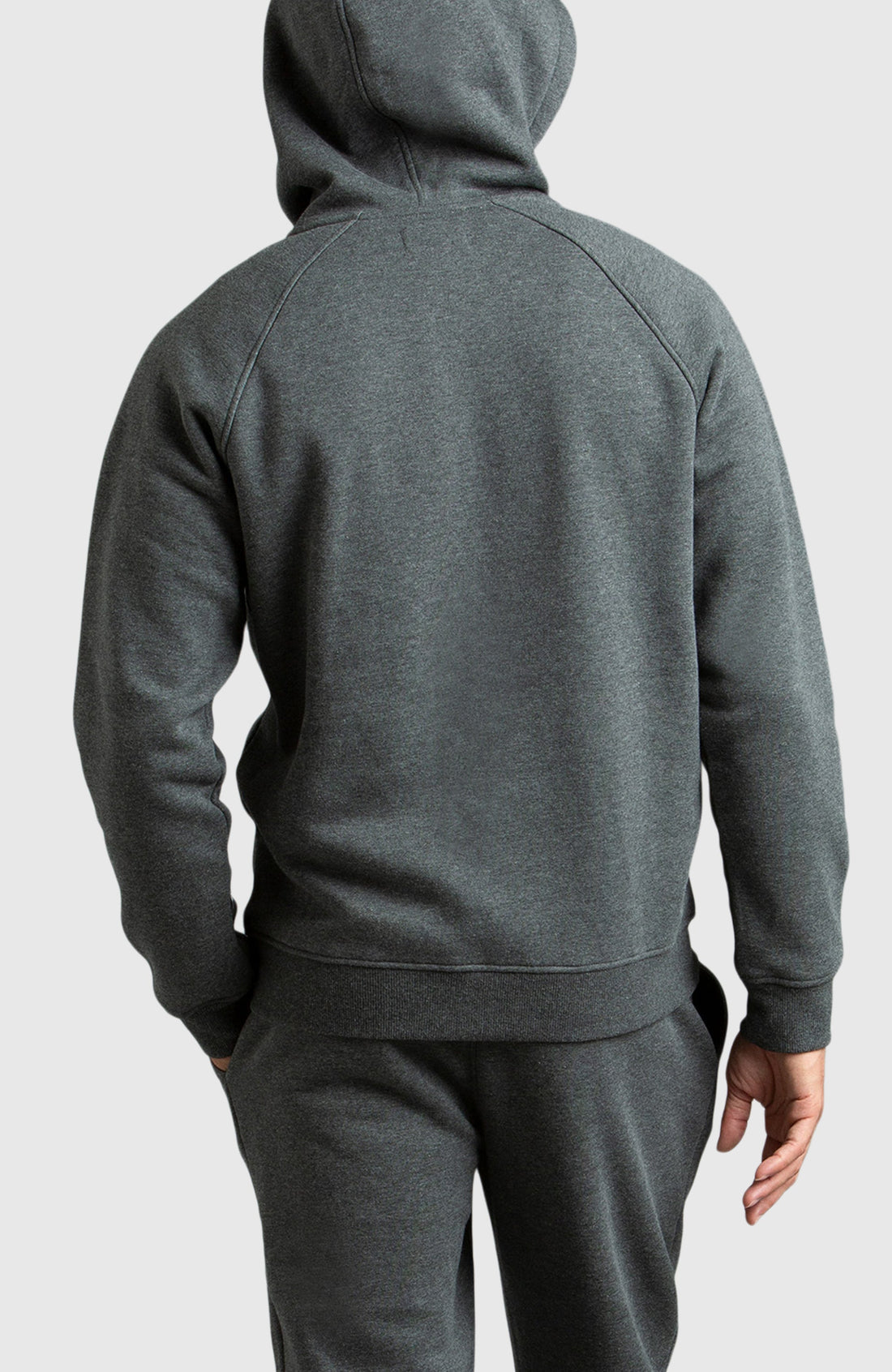 Heather Grey Front Zip Fleece Hoodie