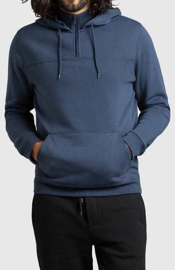Blue Half-Zip Fleece Hoodie