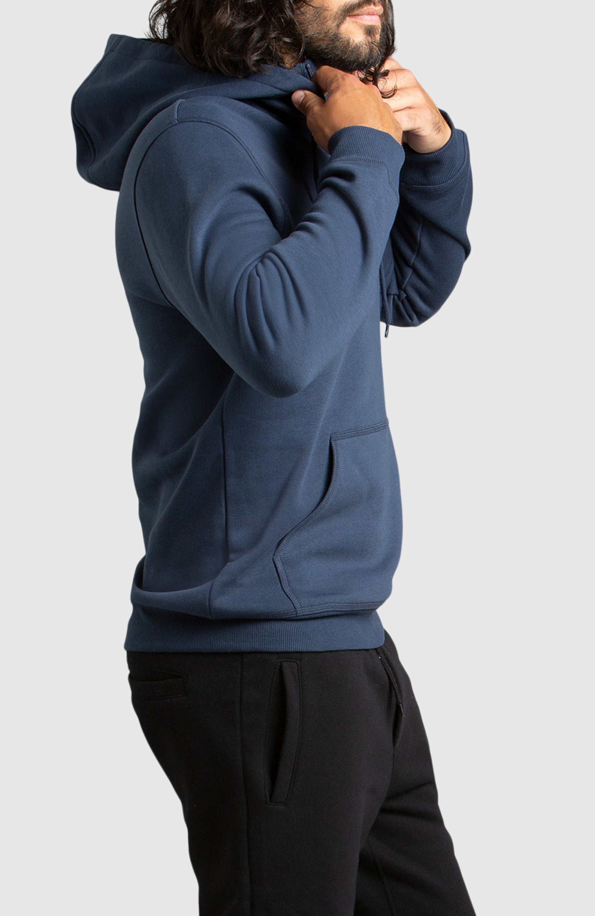 Blue Half-Zip Fleece Hoodie