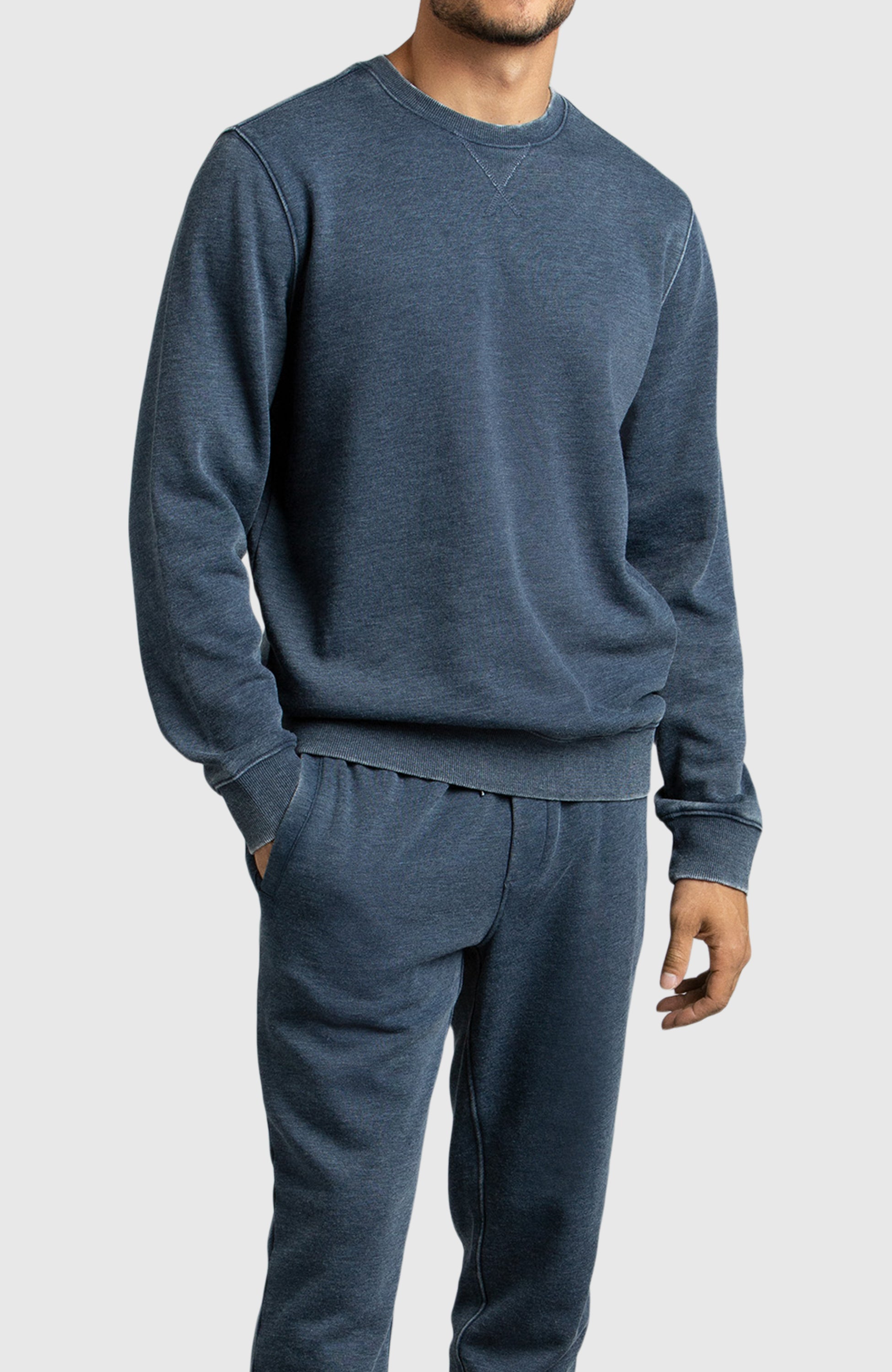 Navy Blue Fleece Crewneck Sweatshirt
