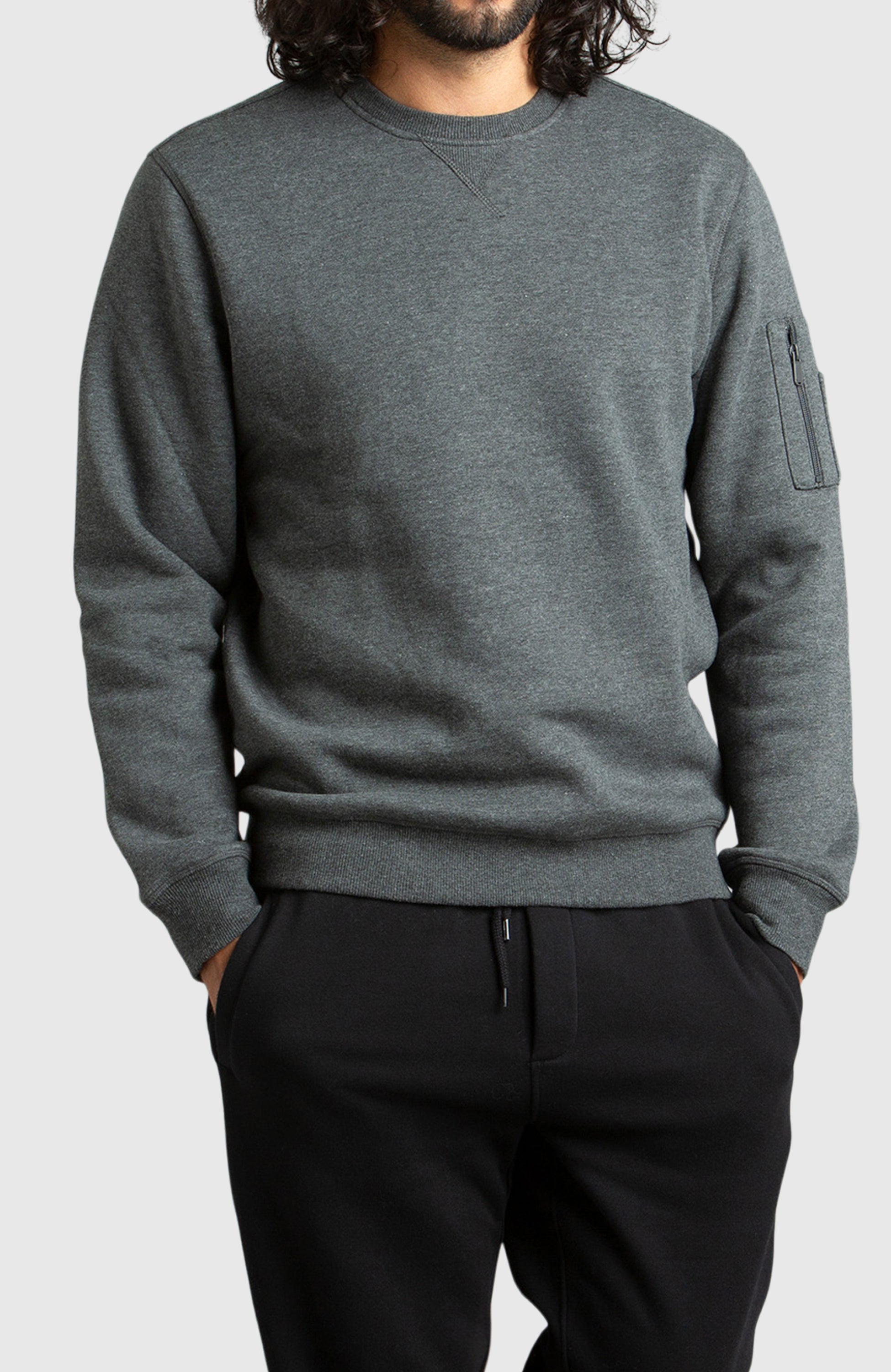 Dark Grey Fleece Crewneck Sweatshirt