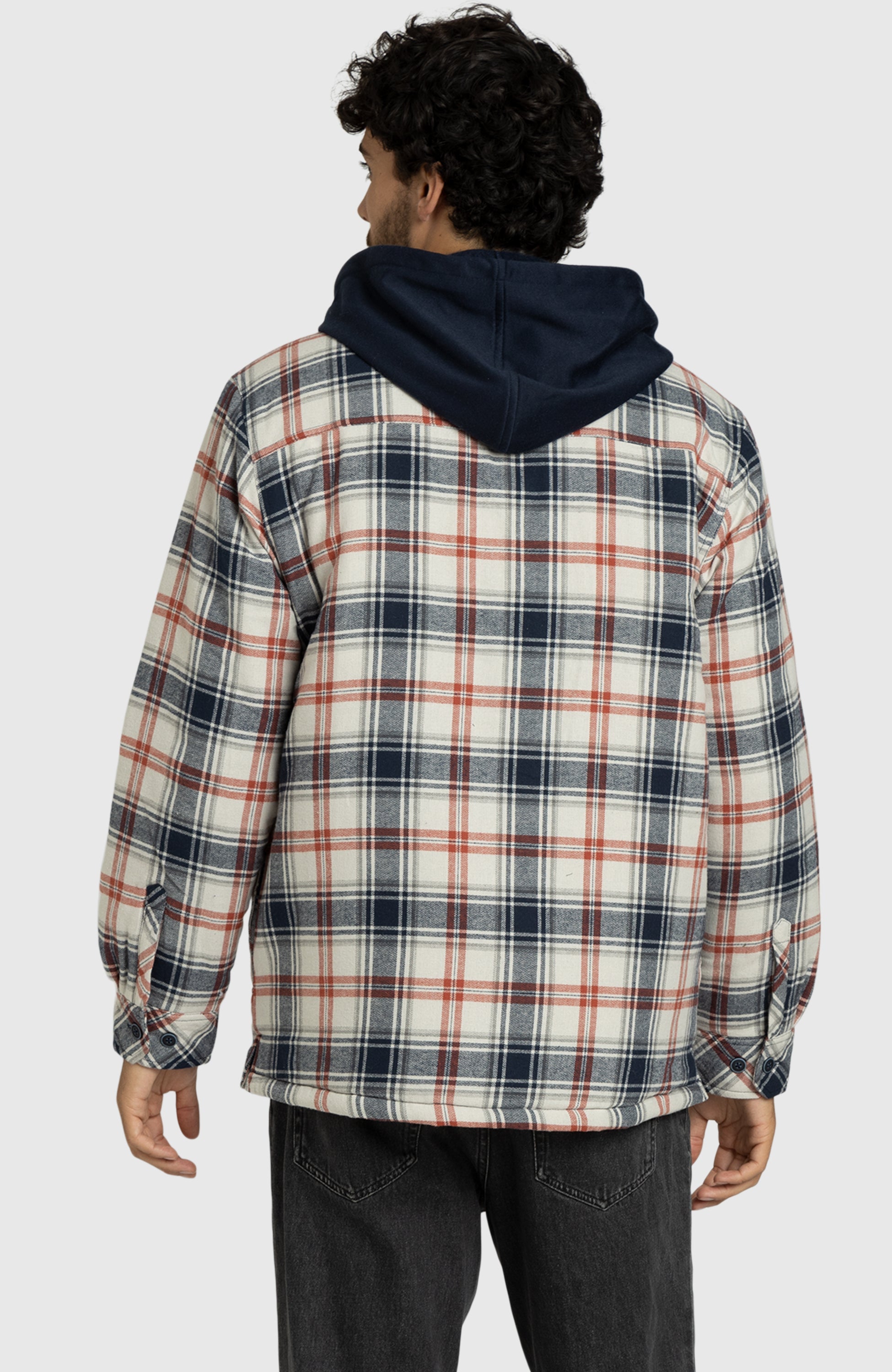 Navy Moonstruck Hooded Flannel Shirt Jacket