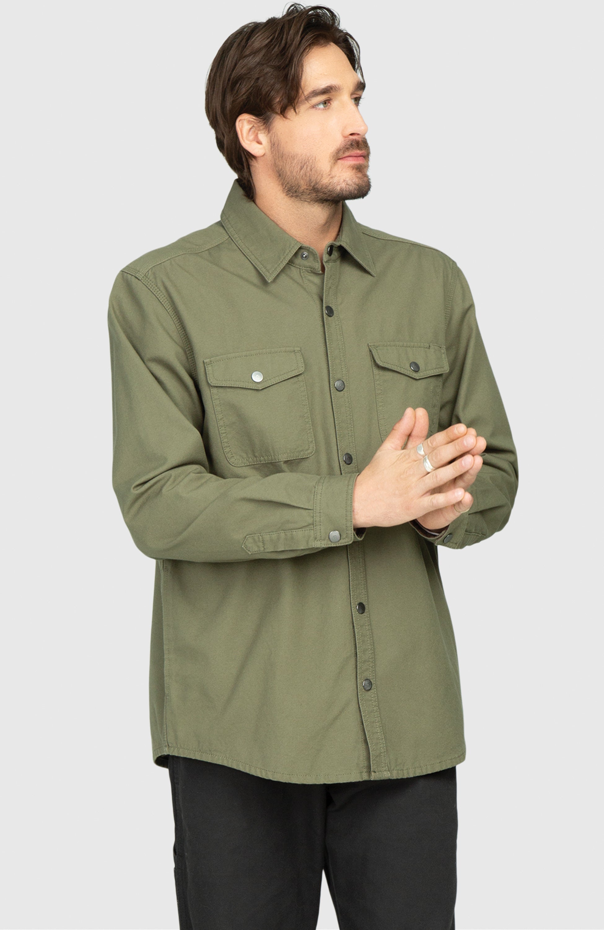 Sage Green Canvas Shirt Jacket