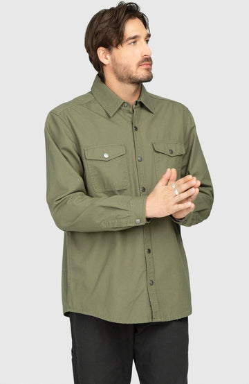 Sage Green Canvas Shirt Jacket