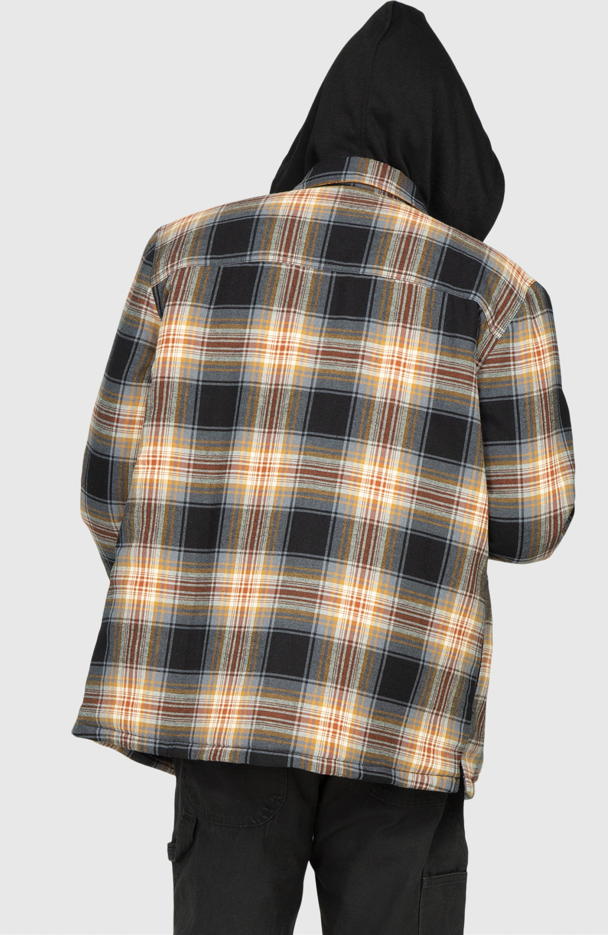 Chestnut Hooded Flannel Shirt Jacket