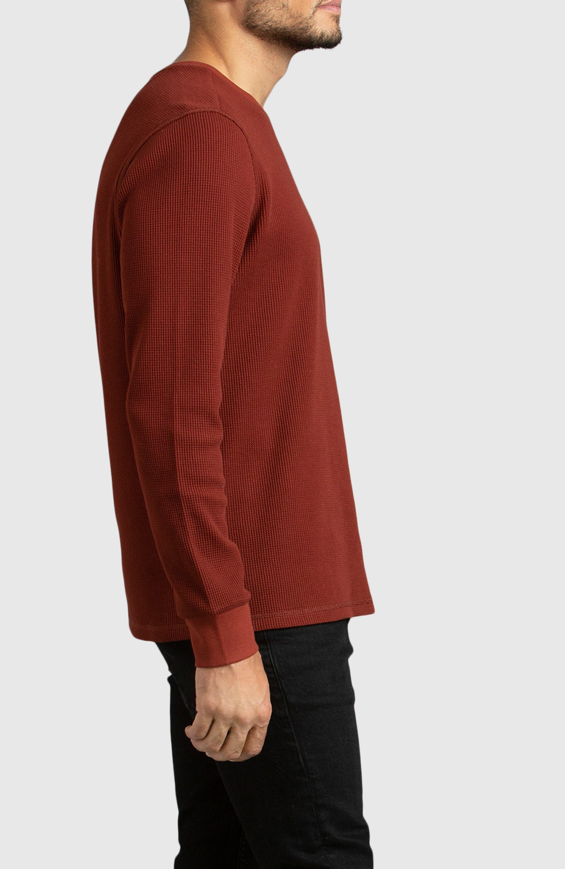 Red Waffle Crewneck Sweater