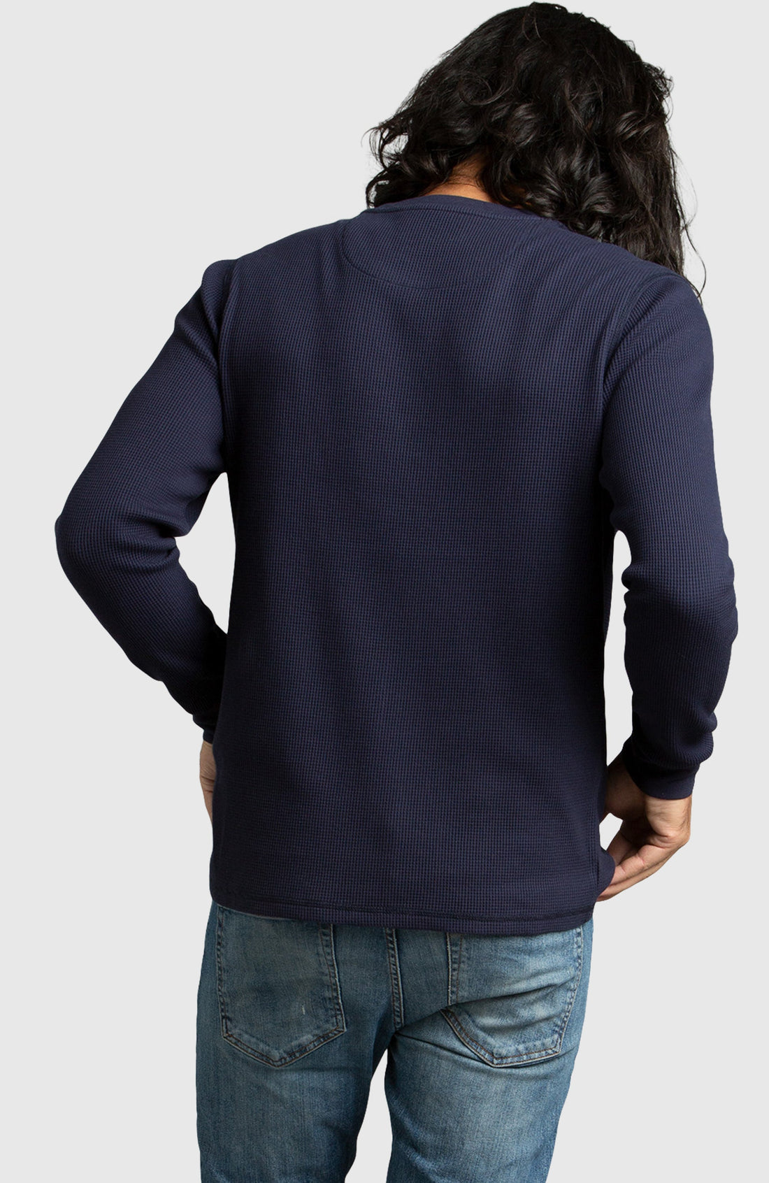 Navy Waffle Crewneck Sweater