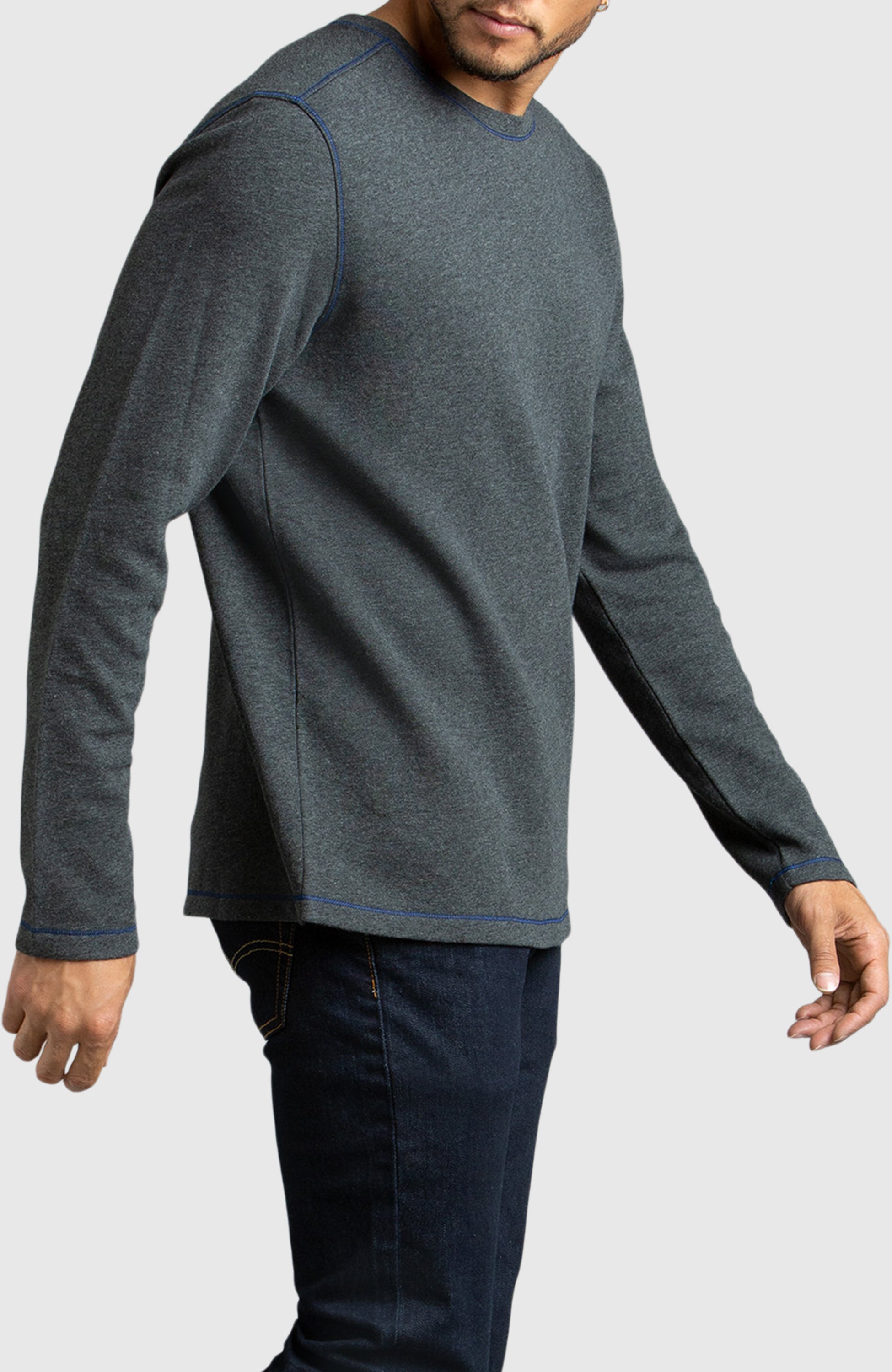 Dark Heather Grey Double Knit Crewneck Sweatshirt