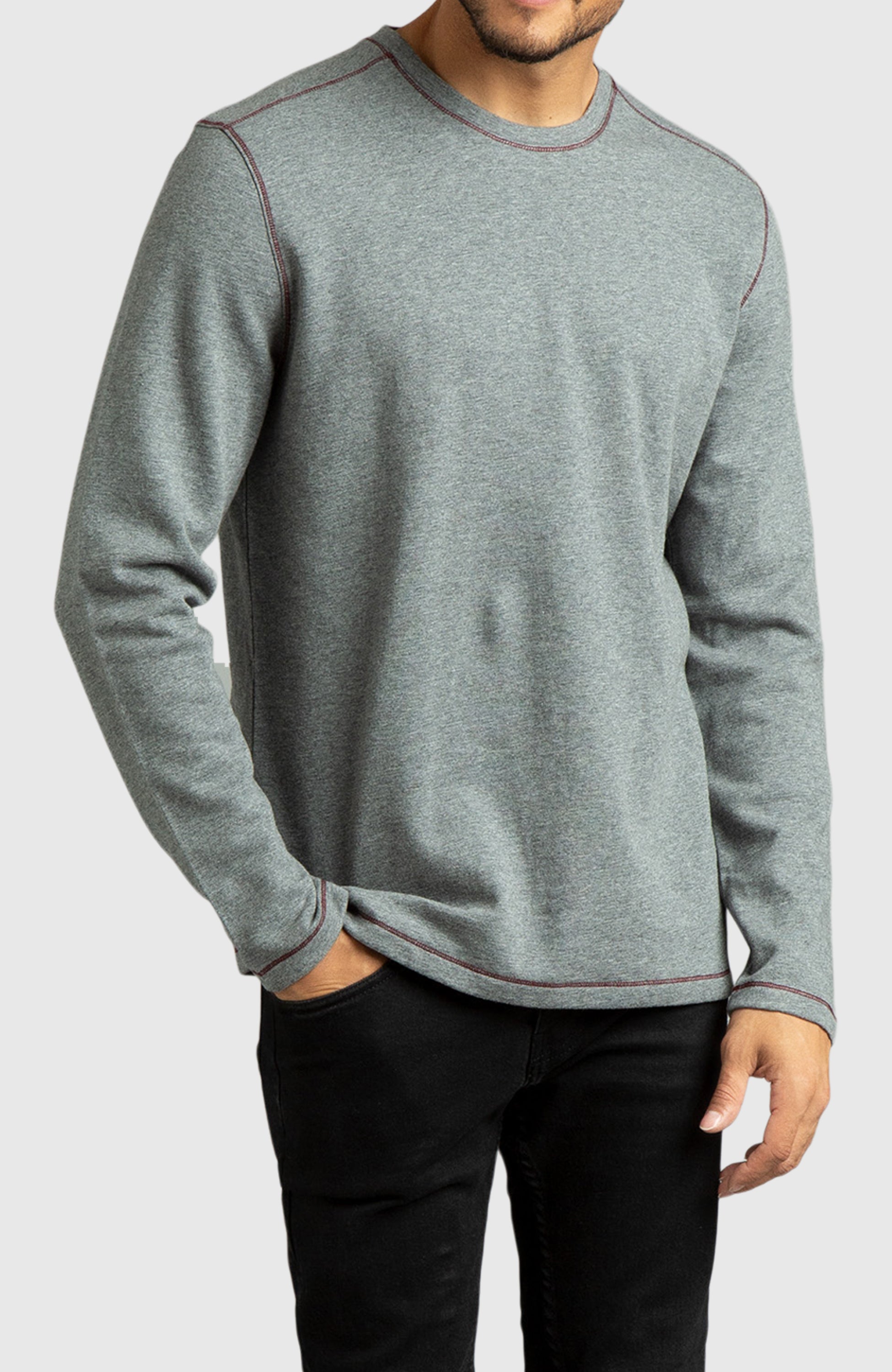 Heather Grey Double Knit Crewneck Sweatshirt
