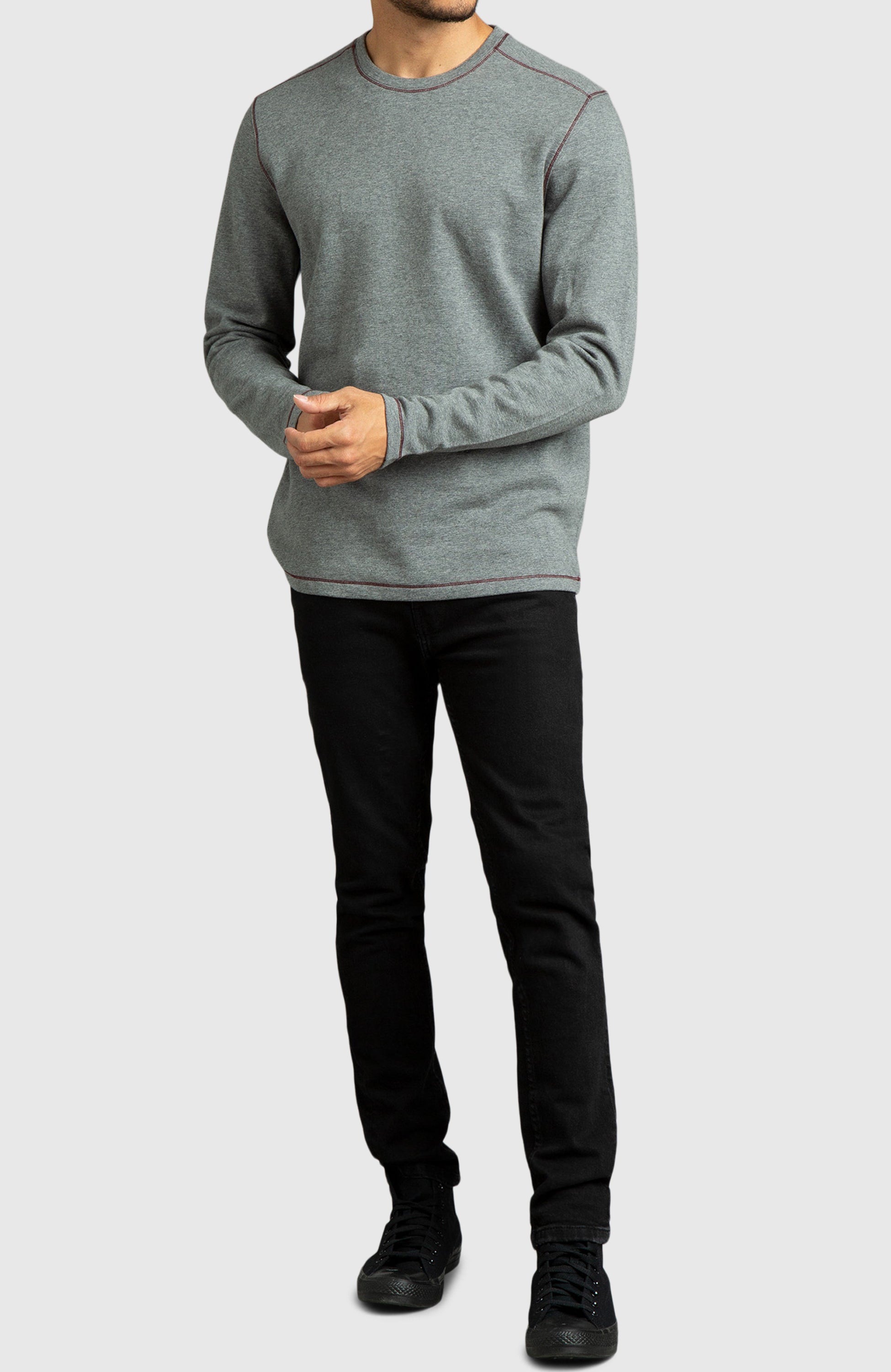 Heather Grey Double Knit Crewneck Sweatshirt