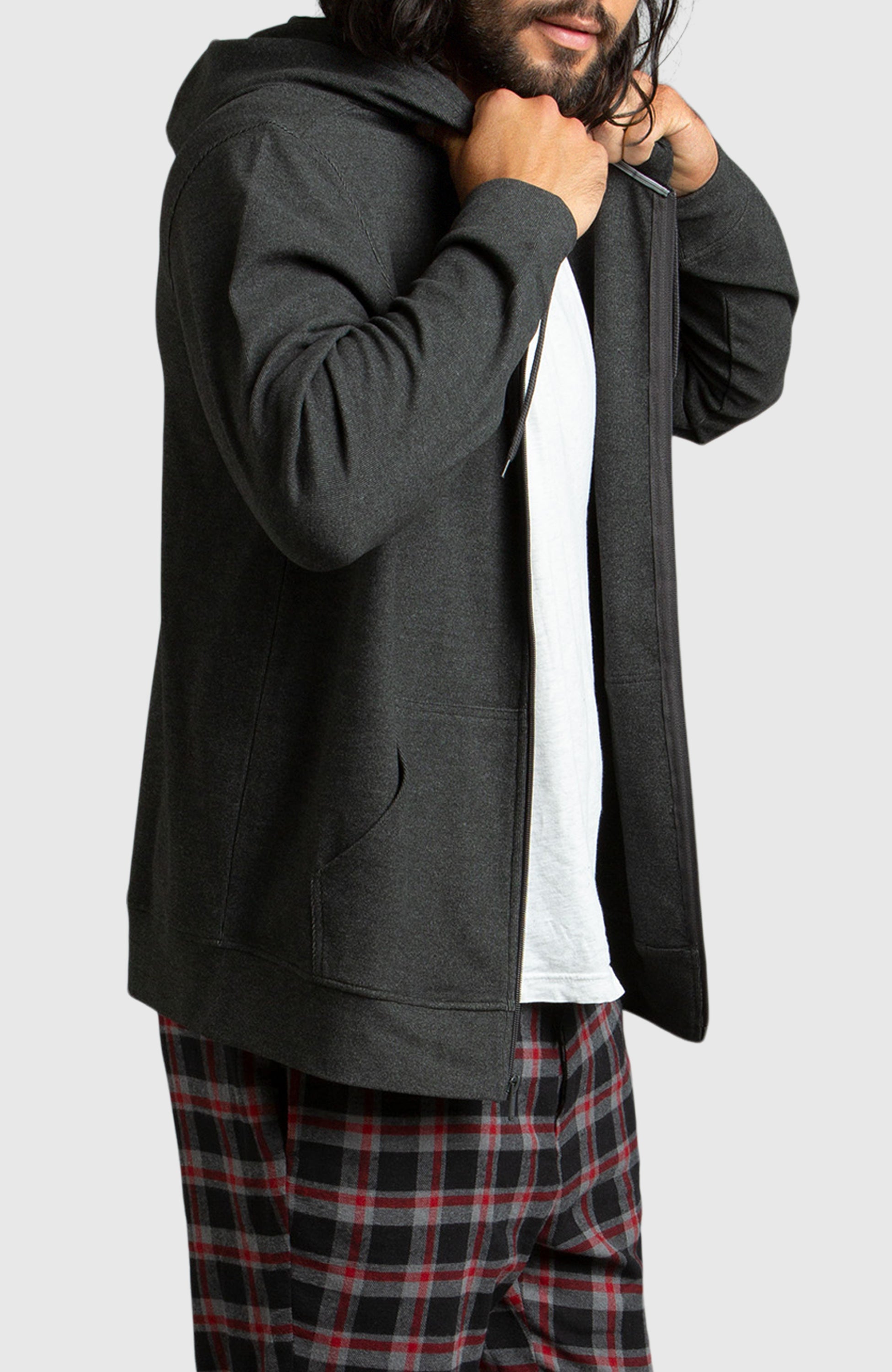 Black Front Zip Hoodie