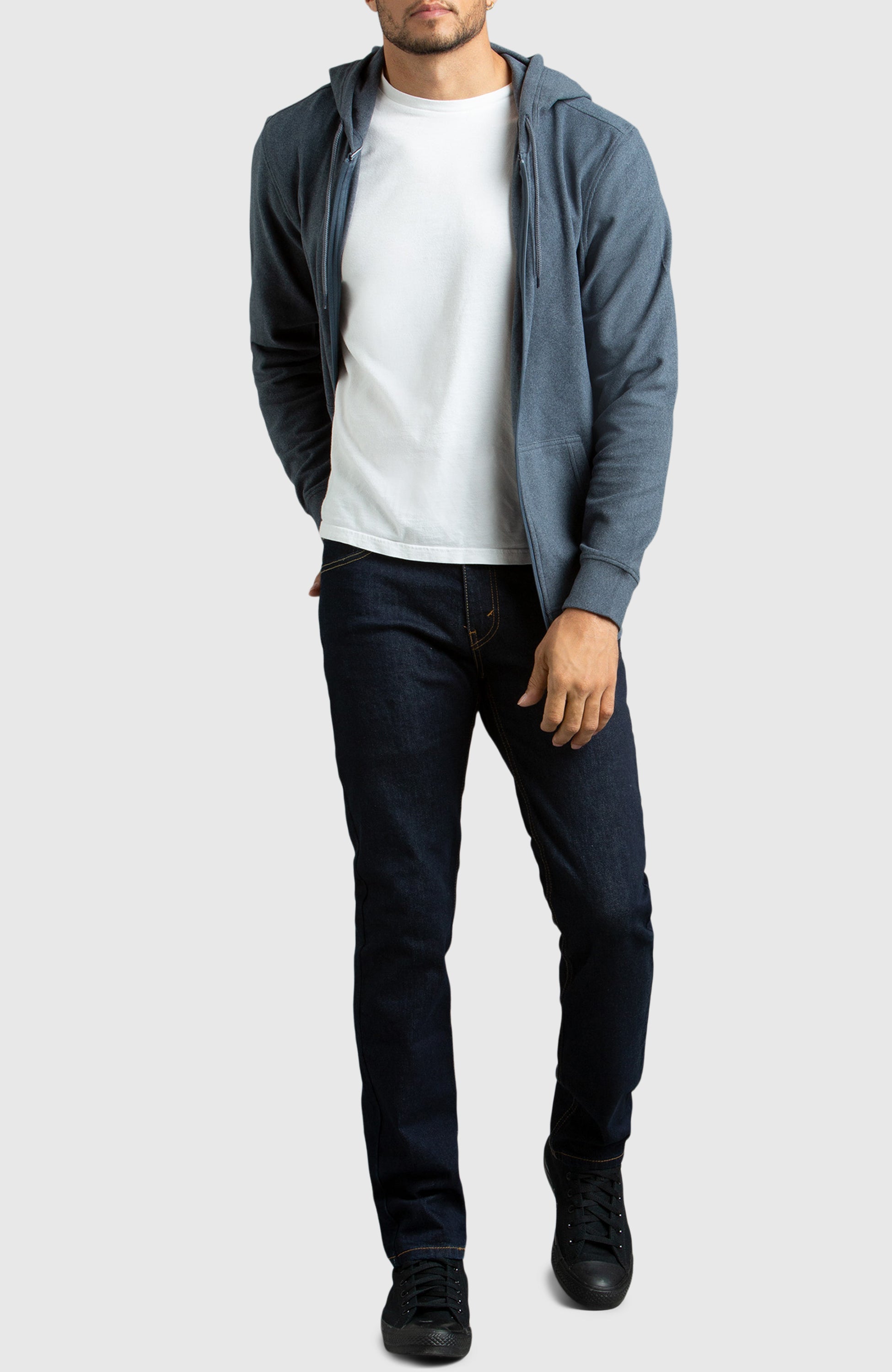 Navy Front Zip Hoodie