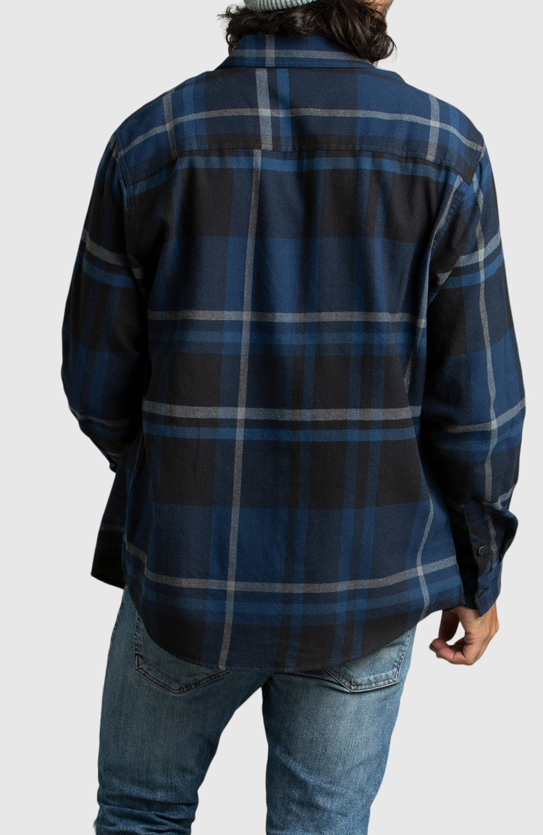 Blue and Black Plaid Flannel Shirt