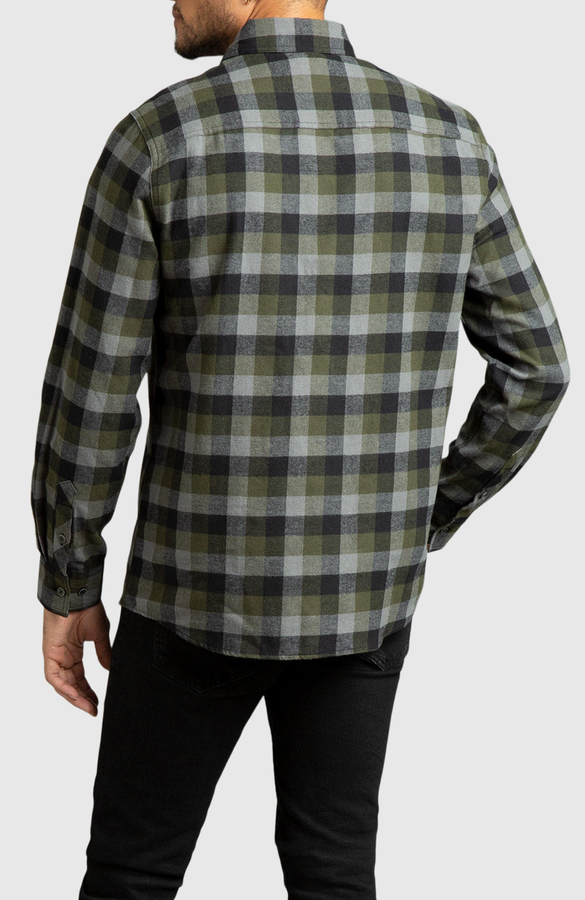 Green & Black Plaid Flannel Shirt