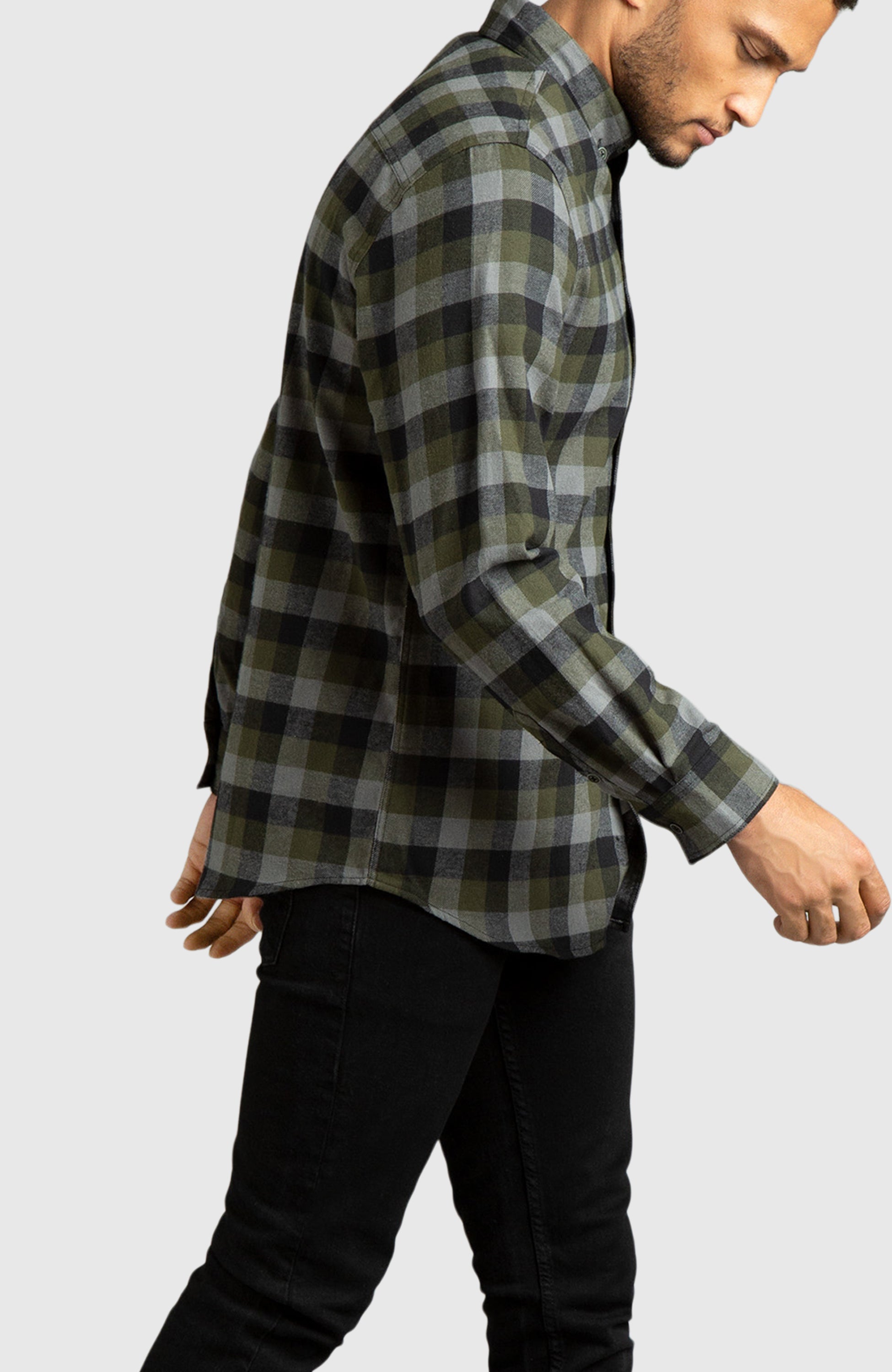 Green & Black Plaid Flannel Shirt