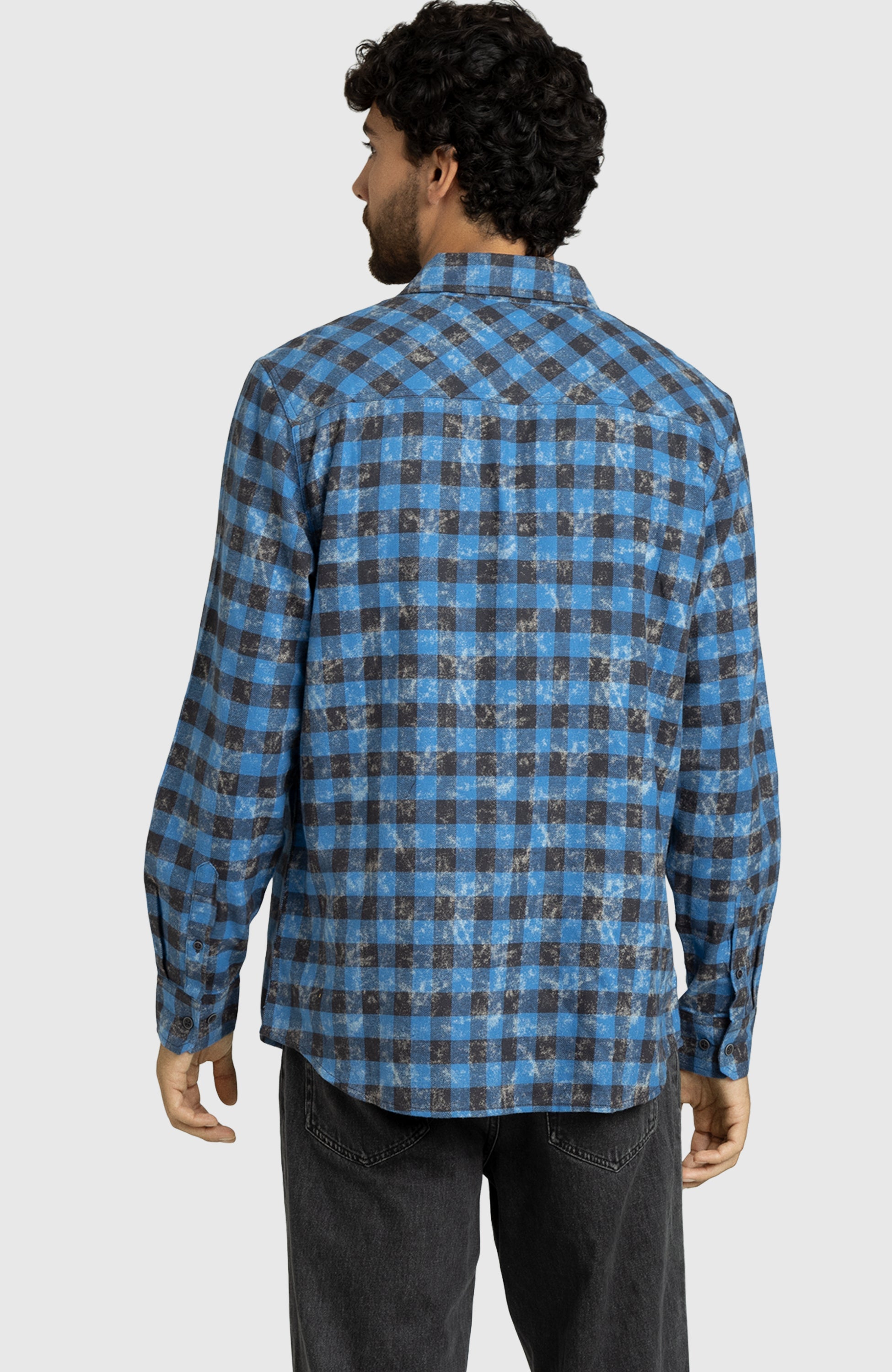 Federal Blue Plaid Flannel Shirt