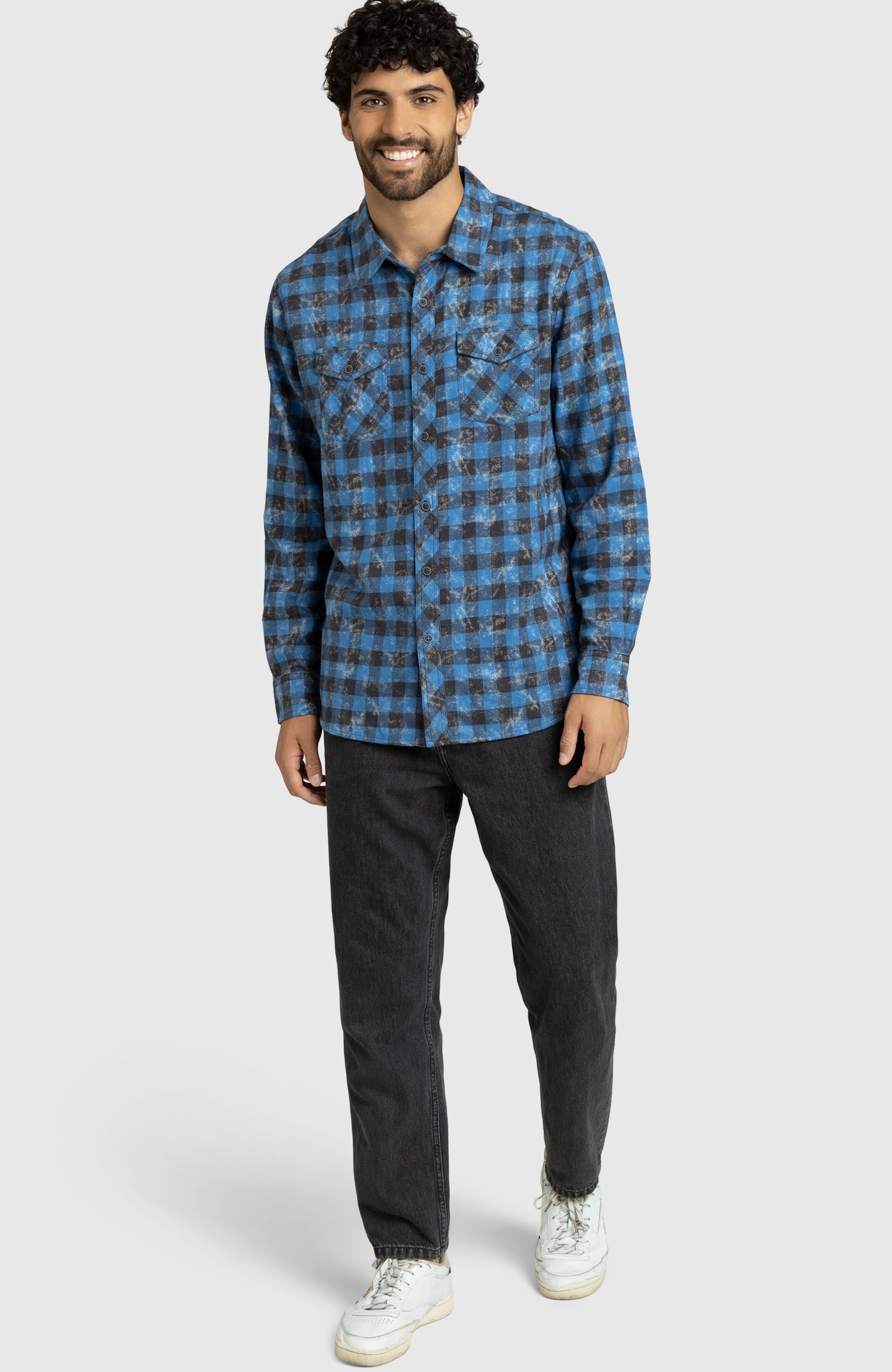 Federal Blue Plaid Flannel Shirt