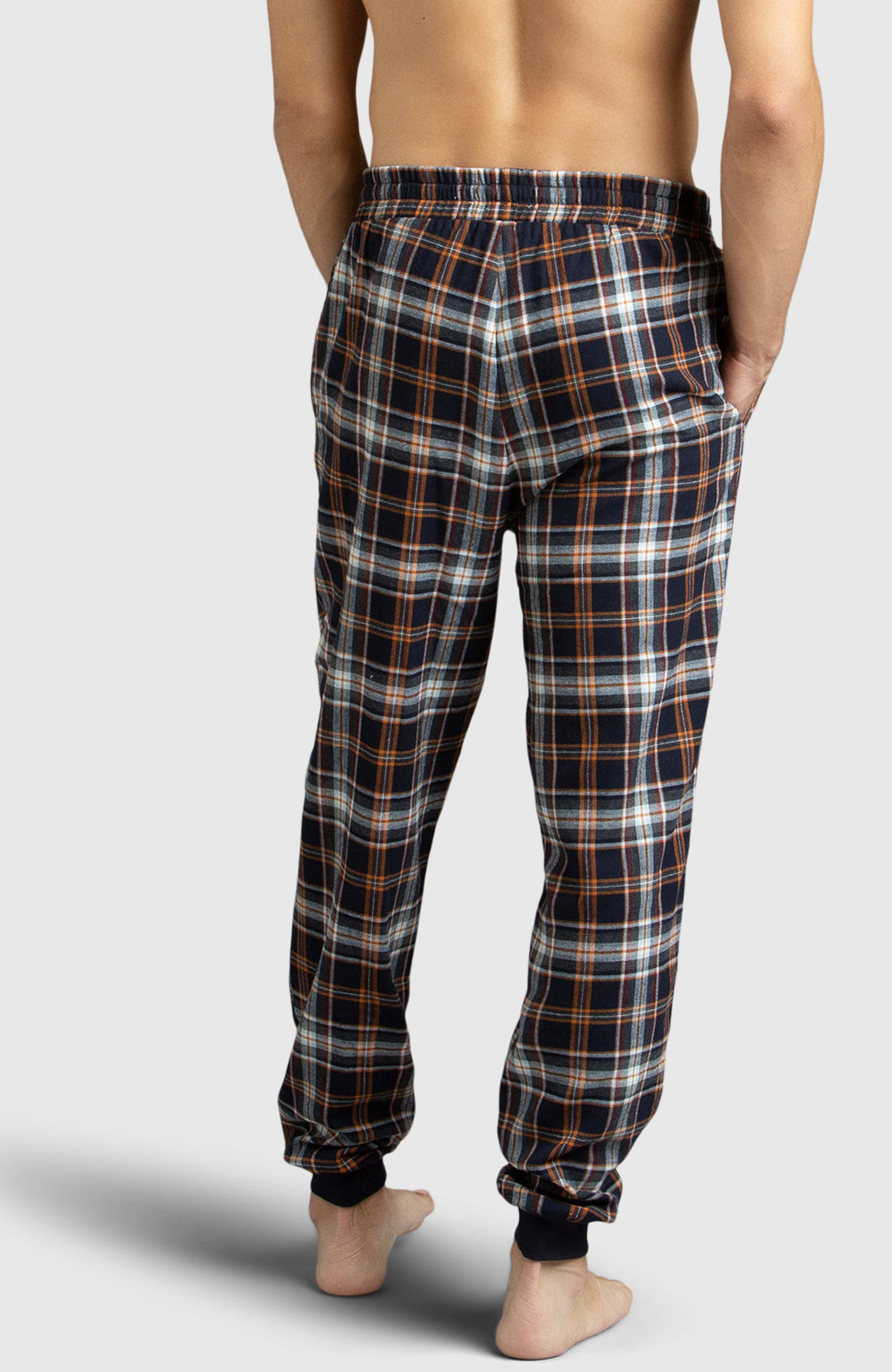 Orange & Navy Flannel Jogger Pajama