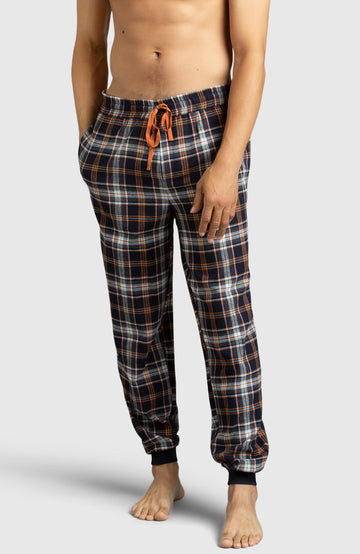 Orange & Navy Flannel Jogger Pajama
