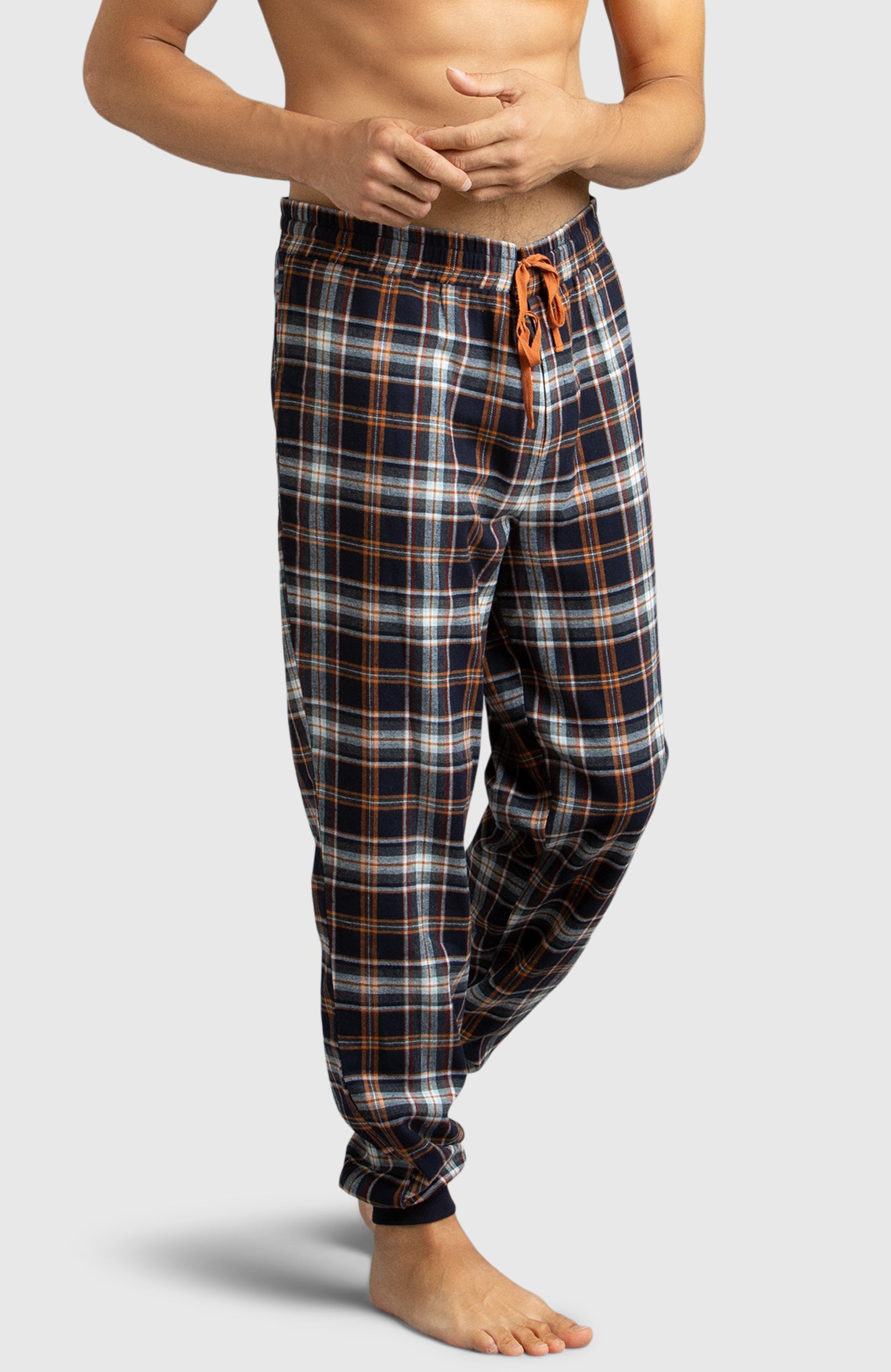 Orange & Navy Flannel Jogger Pajama