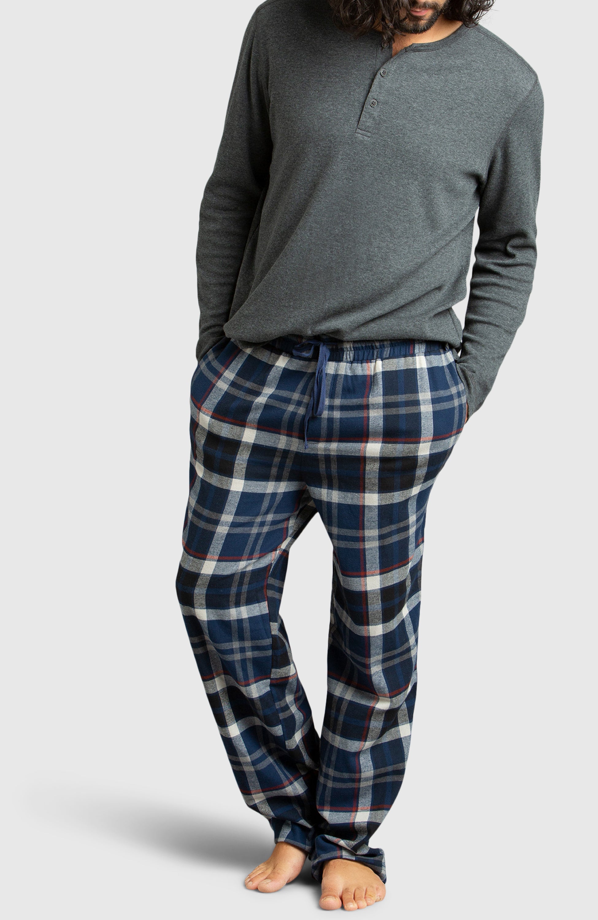 Blue & Black Flannel Plaid Pajama