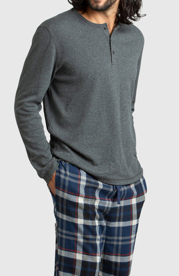 Grey Waffle Henley Shirt