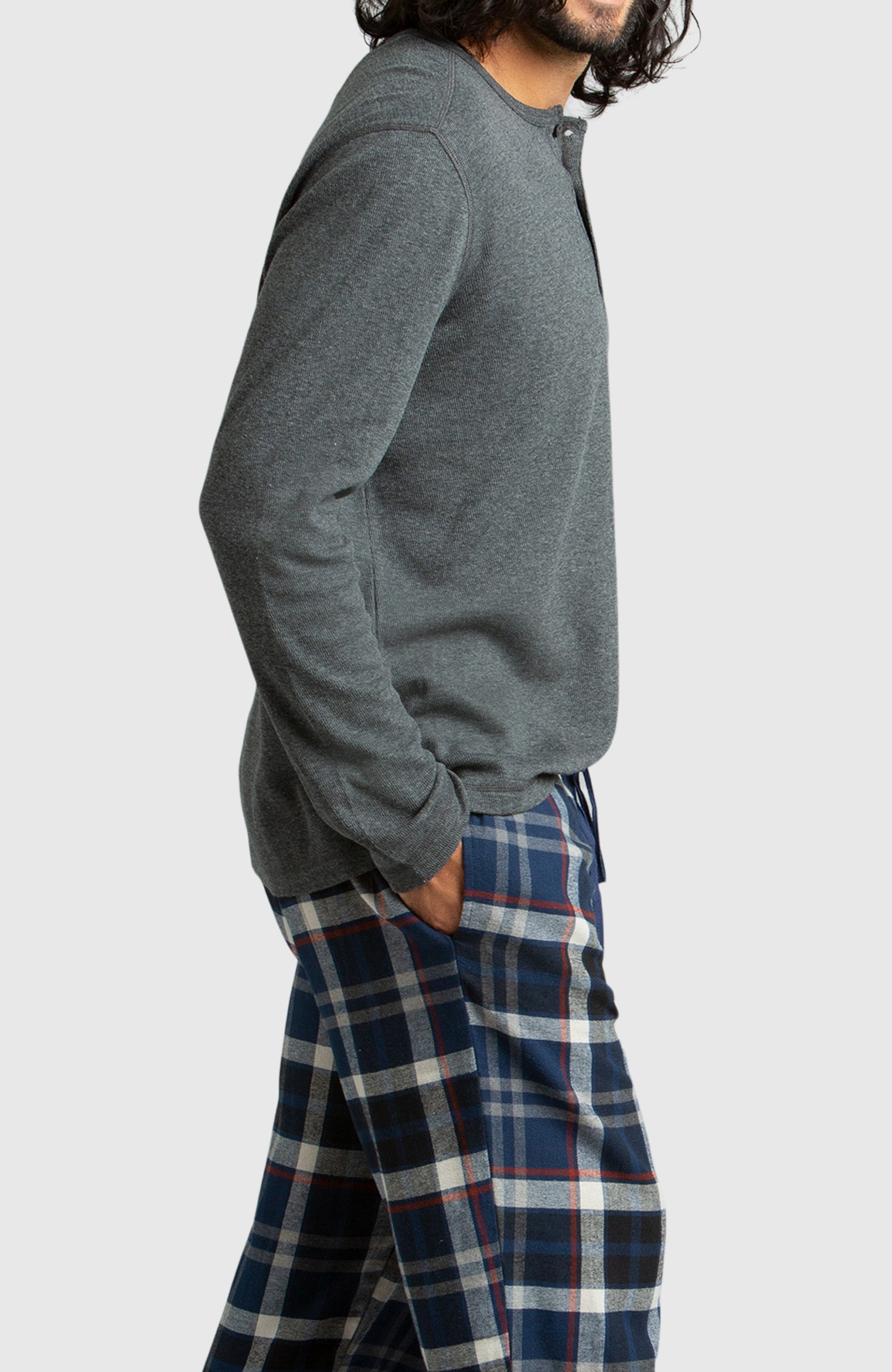 Grey Waffle Henley Shirt