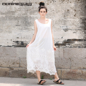 White Lace Women Silk Cotton Sundress
