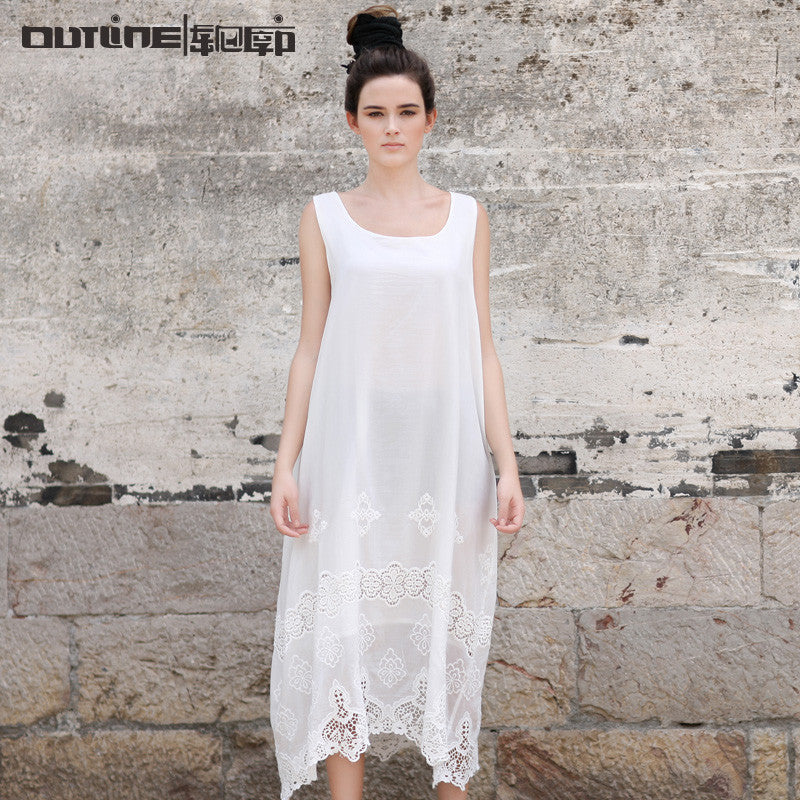 White Lace Women Silk Cotton Sundress